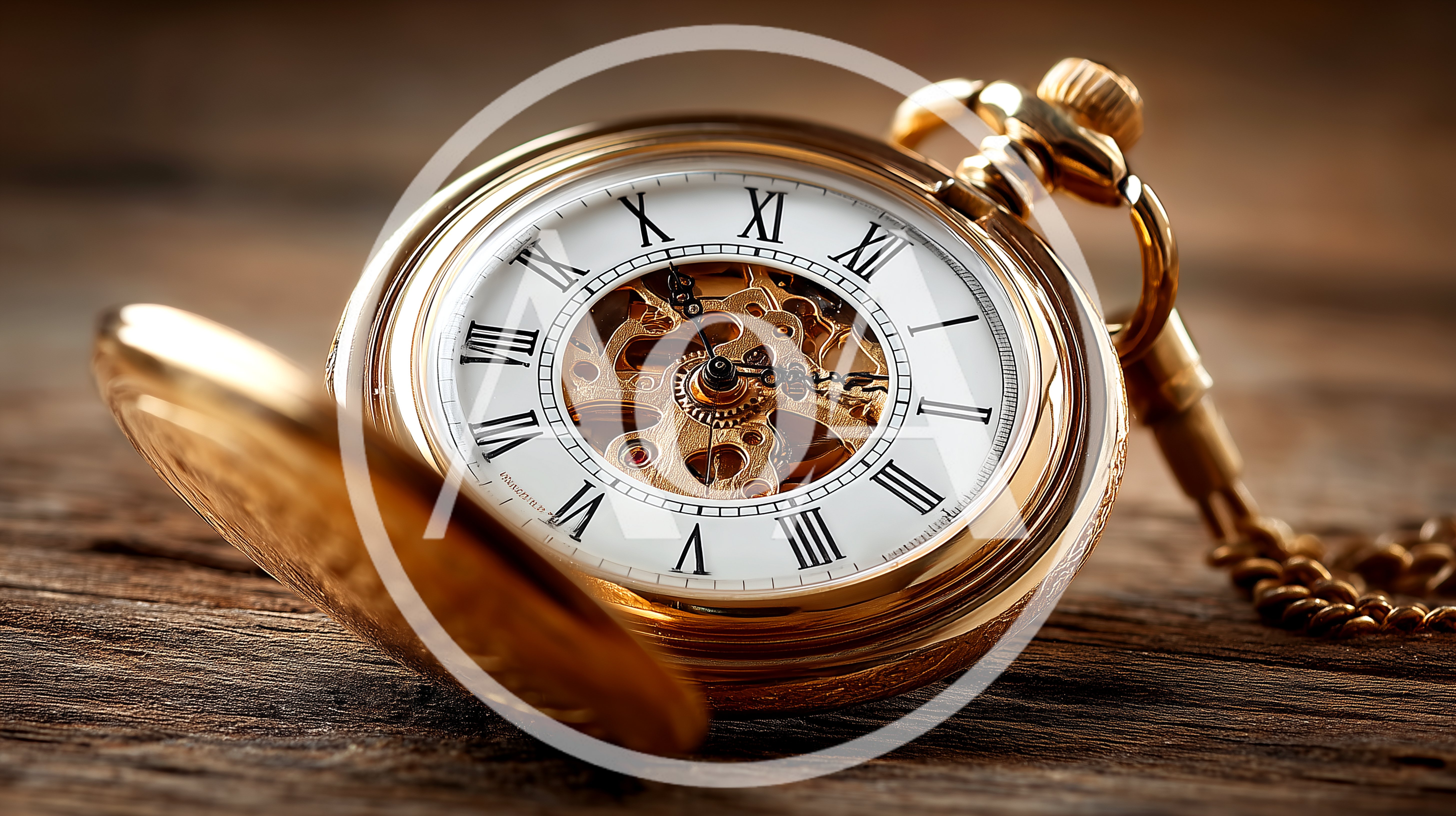 Vintage Gold Pocket Watch On Wooden Surface