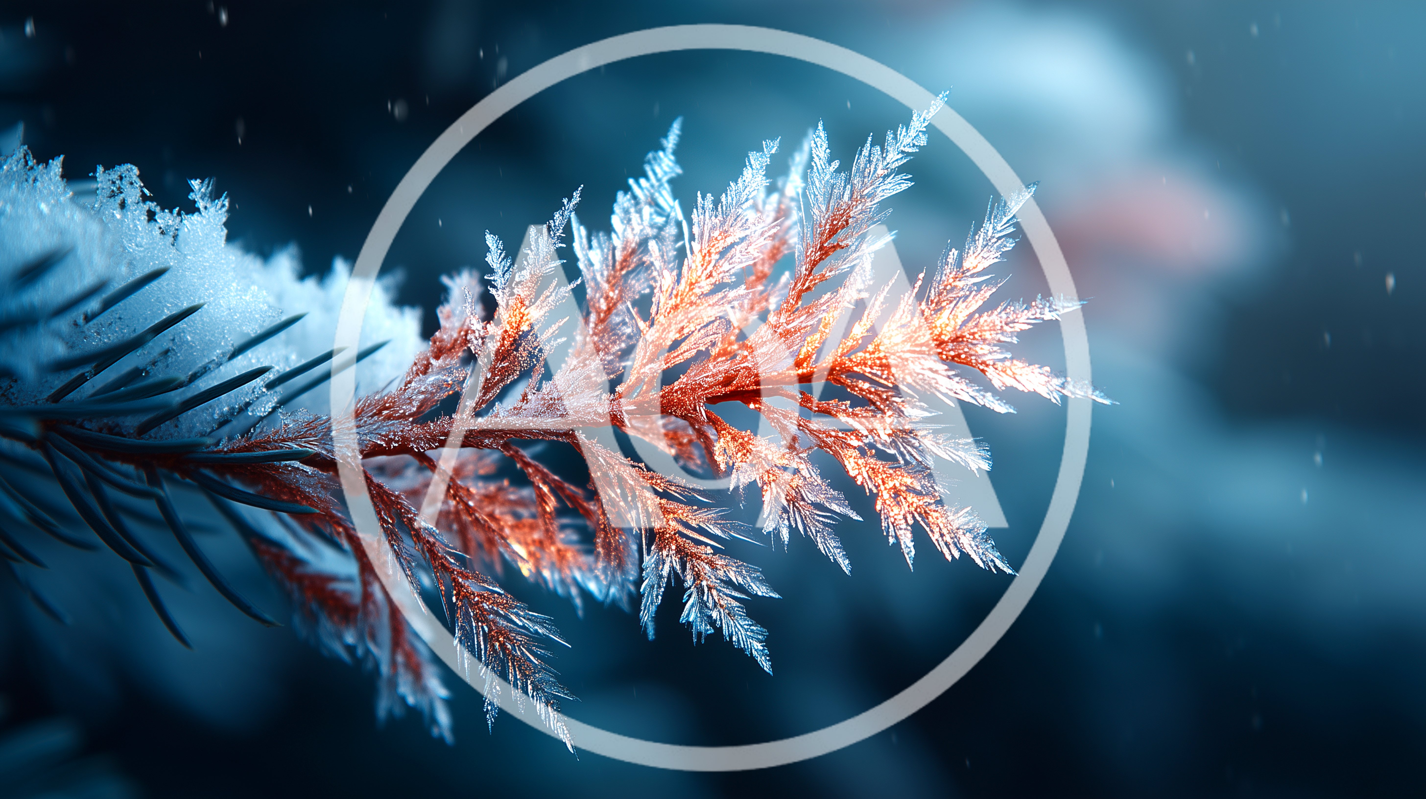 Frost Covered Pine Branch In Winter