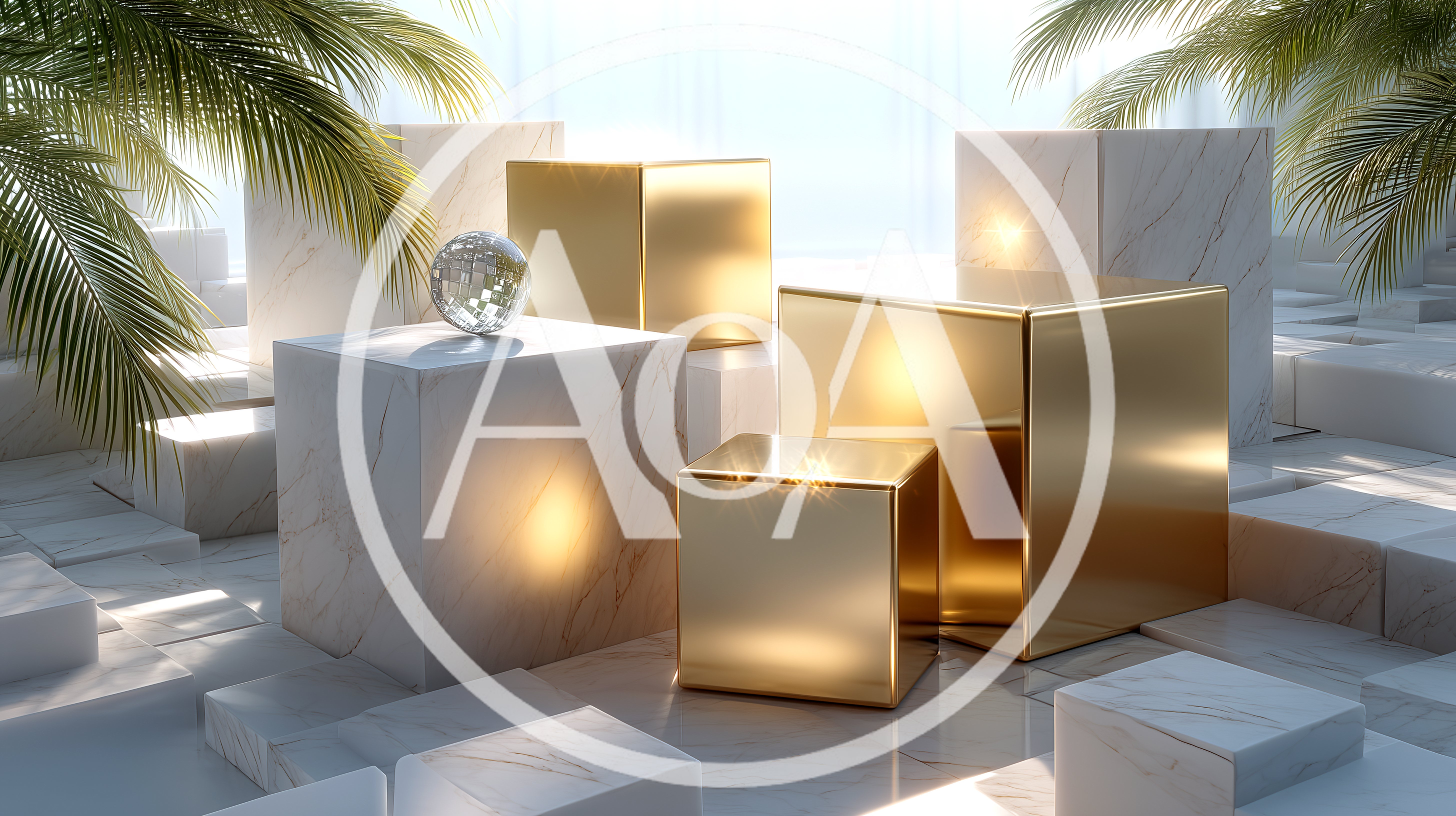 Luxury Marble And Gold Geometric Display Pedestals