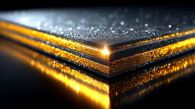 Abstract Layered Black And Gold Textured Material