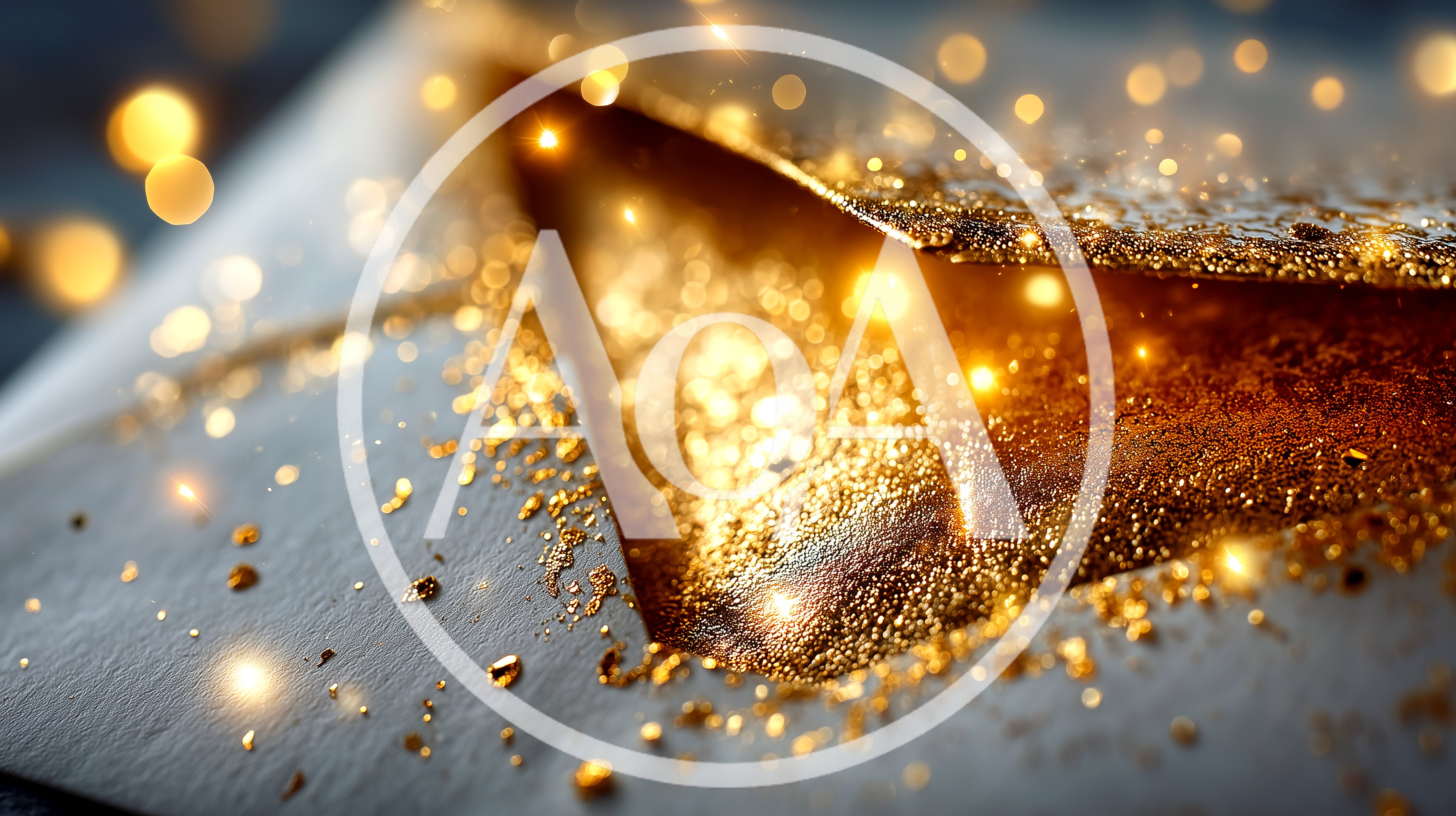Golden Glitter Particles On Textured White Paper