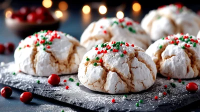 Christmas Crinkle Cookies With Red And Green Sprinkles