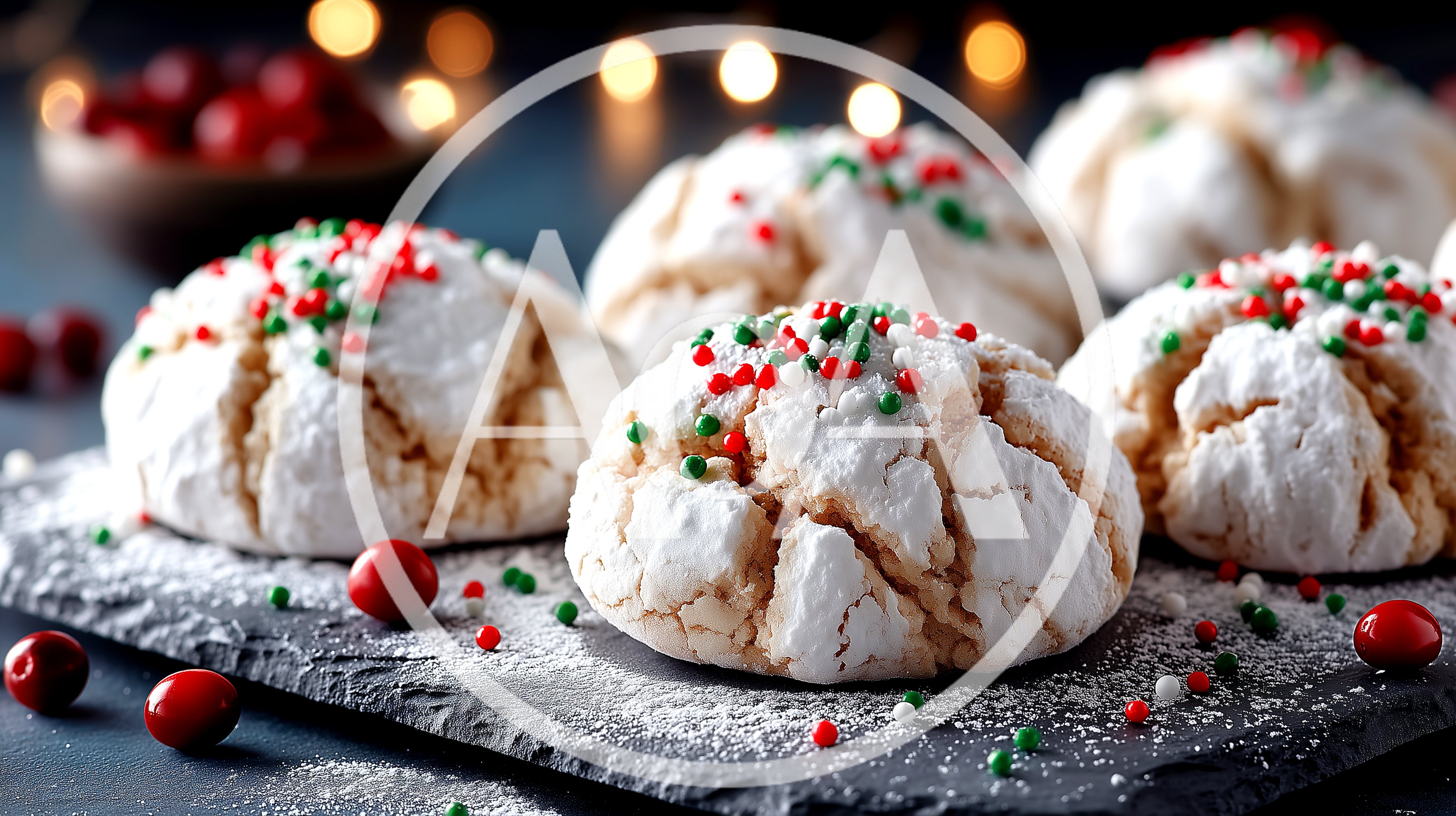 Christmas Crinkle Cookies With Red And Green Sprinkles