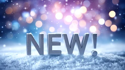 3D Metallic New Text Sign On Snowy Surface