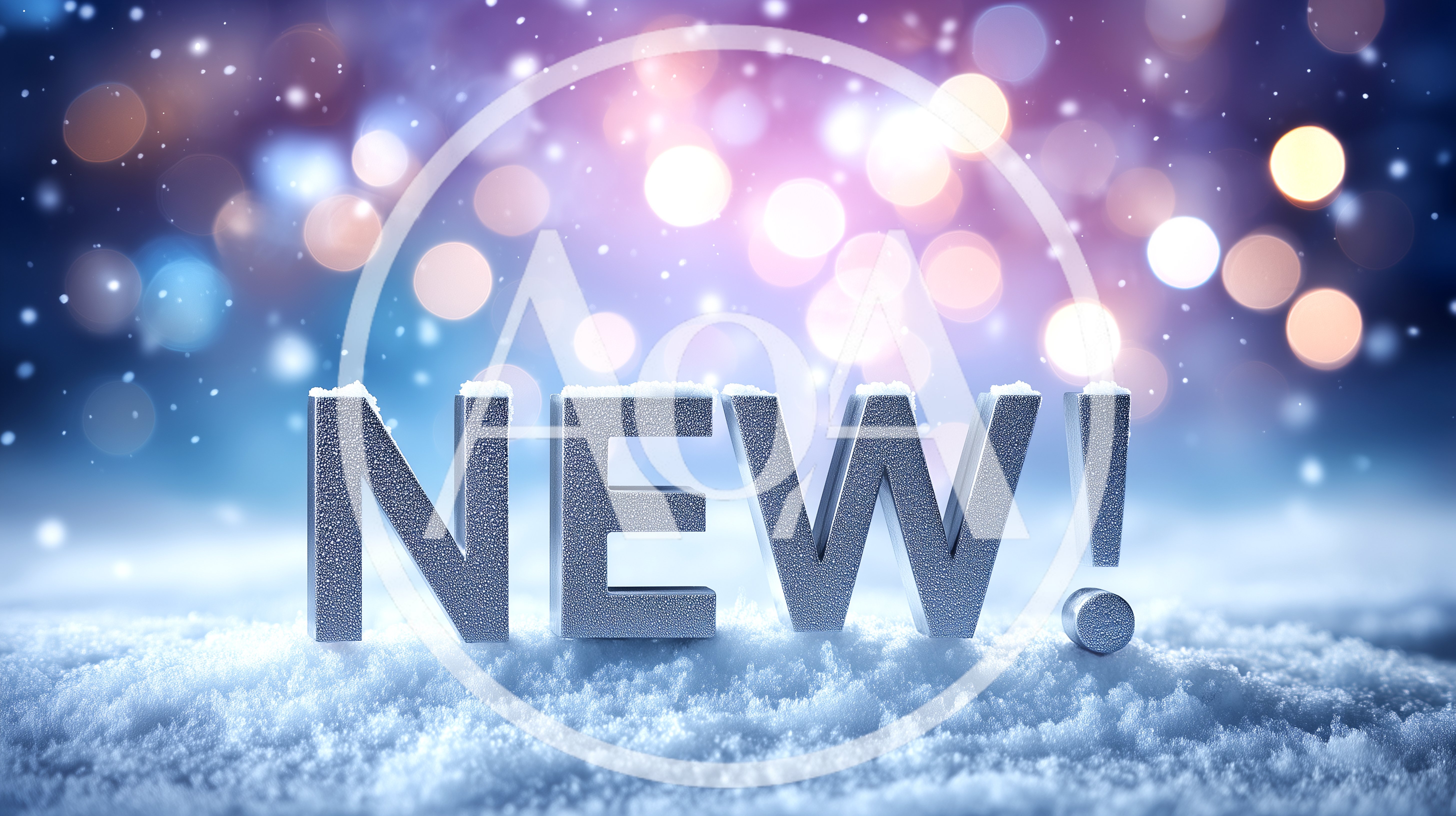 3D Metallic New Text Sign On Snowy Surface