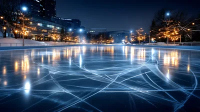 Empty Ice Skating Rink At Night