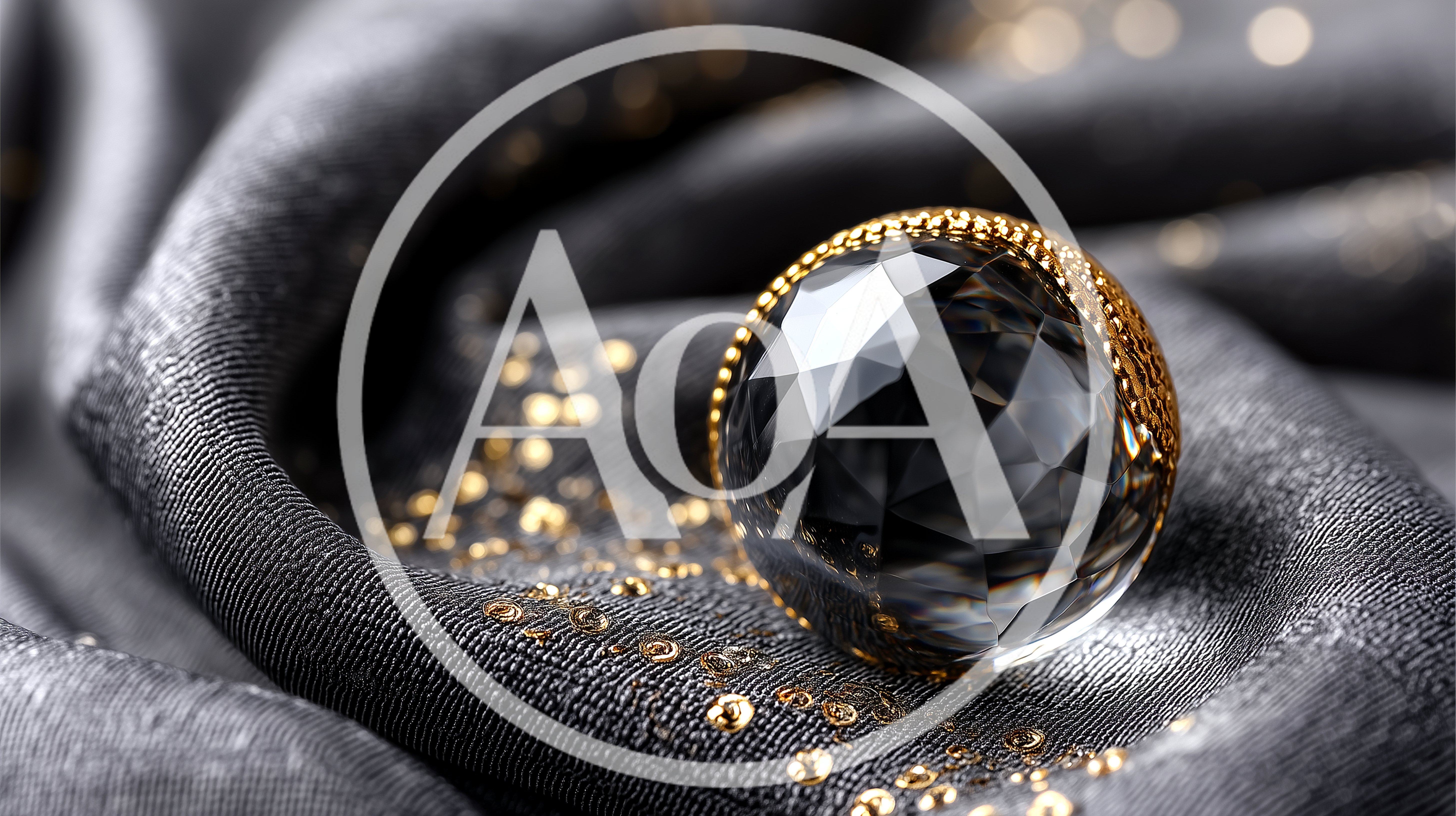 Faceted Crystal Sphere Resting On Dark Textured Fabric