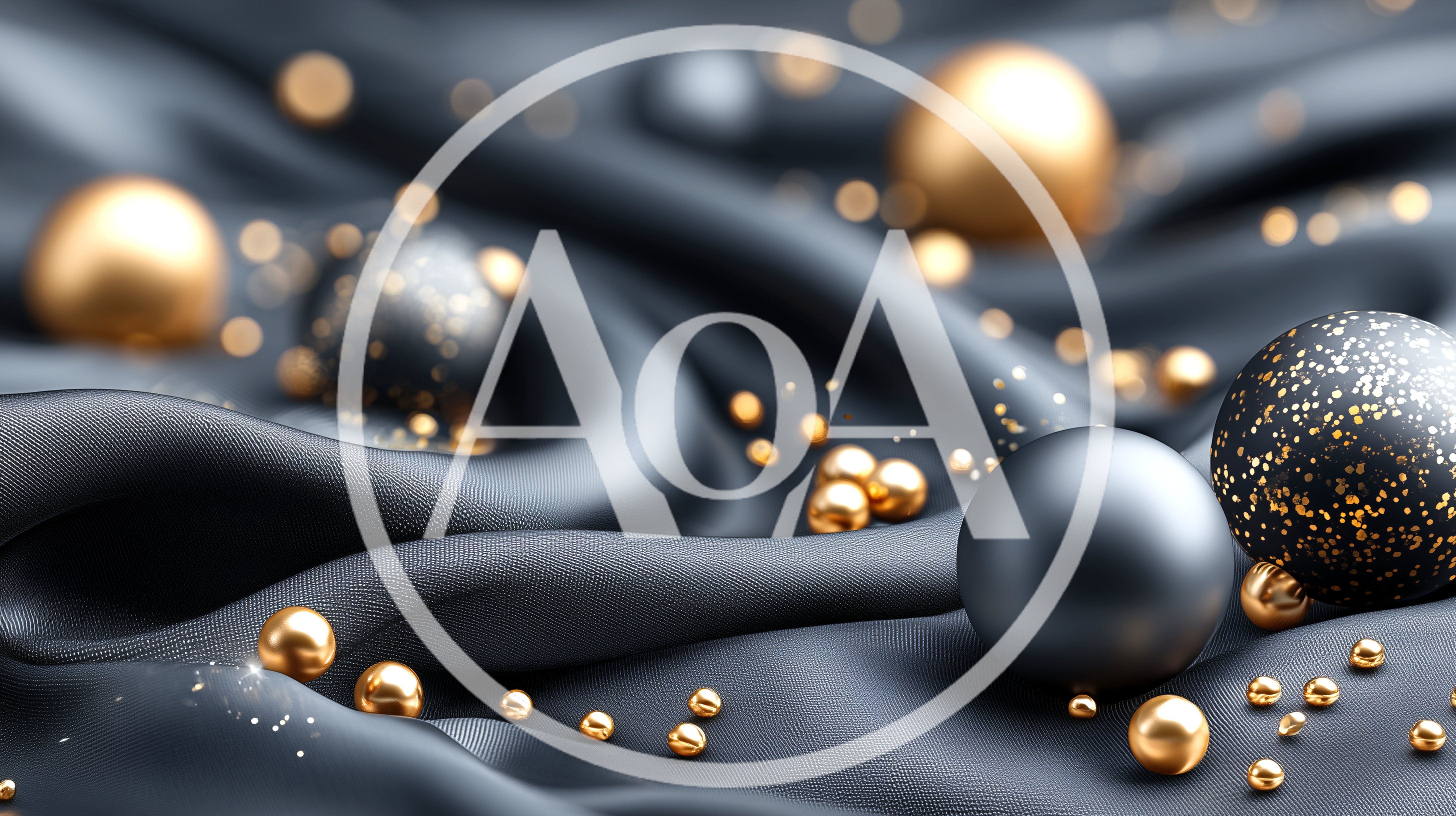Gold and Black Christmas Ornaments on Silk Fabric