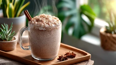 Steaming Mug Of Hot Chocolate With Cinnamon Stick