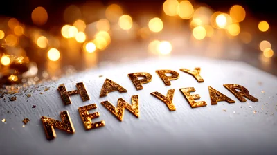 Gold Happy New Year Text On Textured Surface