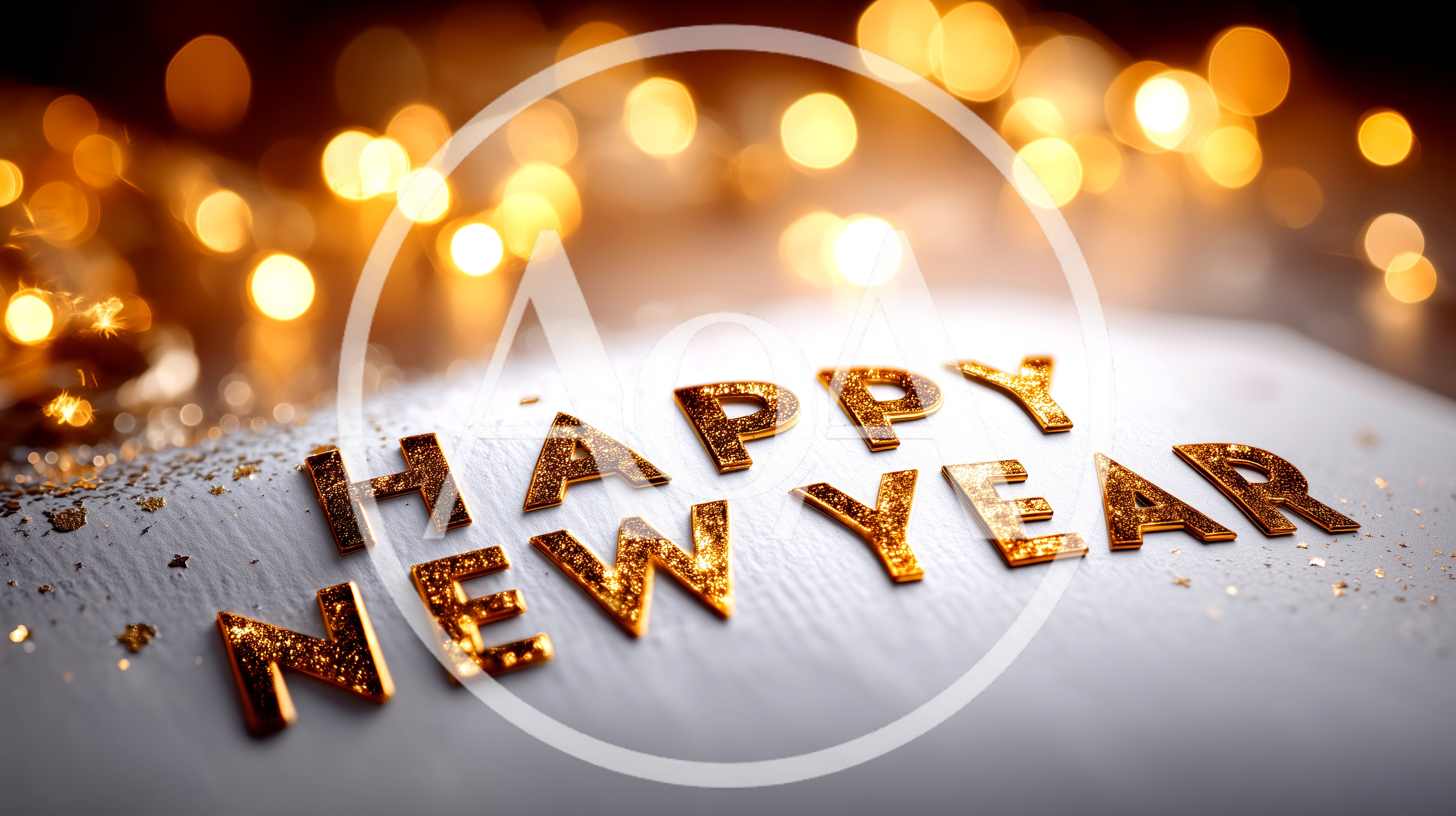 Gold Happy New Year Text On Textured Surface