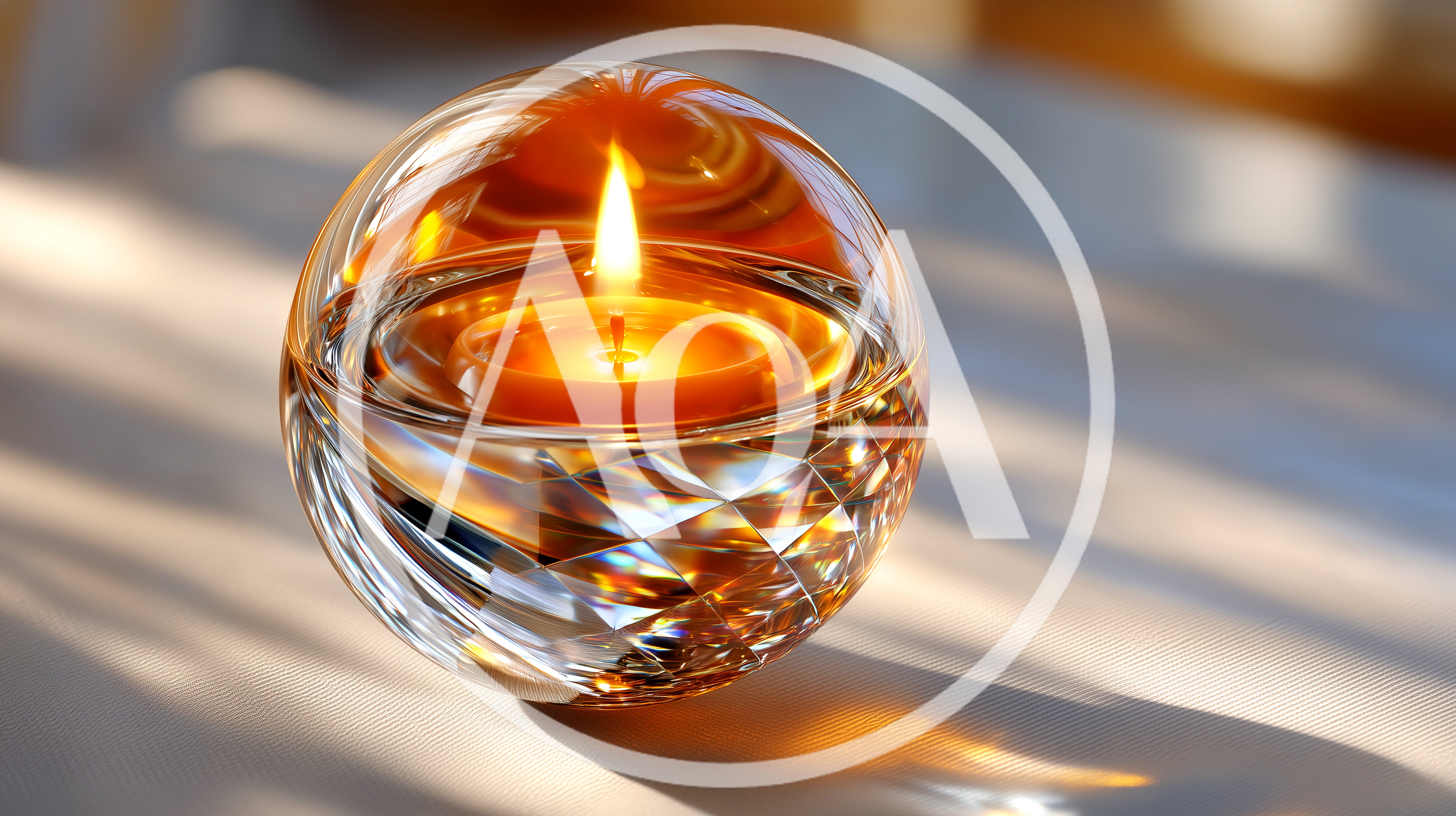 Crystal Sphere Candle Holder With Lit Tealight
