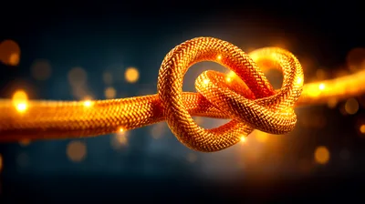 Golden Rope Tied In A Decorative Knot