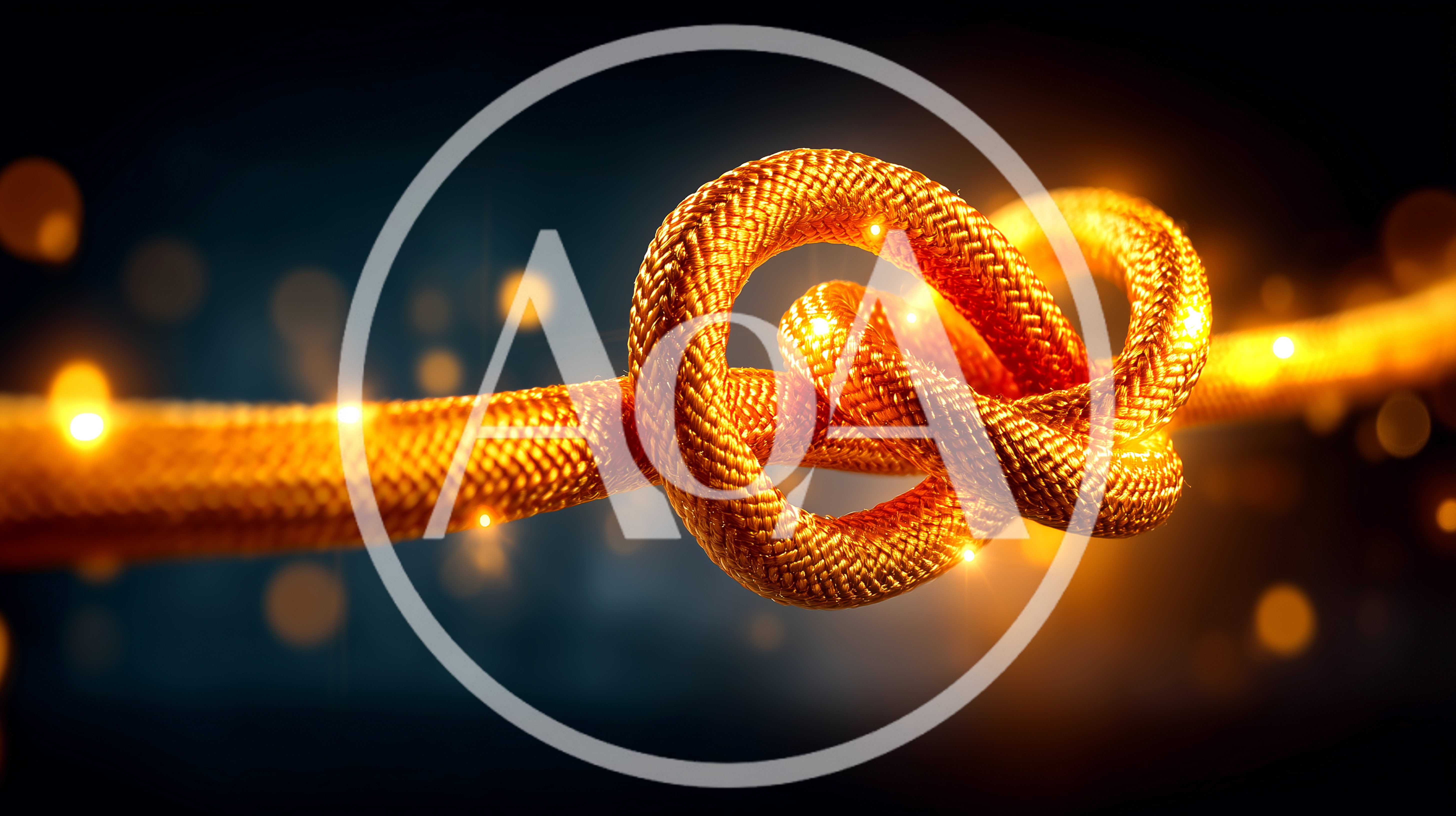 Golden Rope Tied In A Decorative Knot