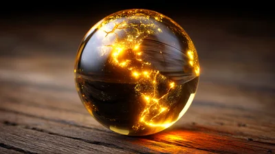Glowing Earth Map Inside A Glass Sphere