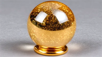 Golden Glitter Sphere Ornament On A Stand