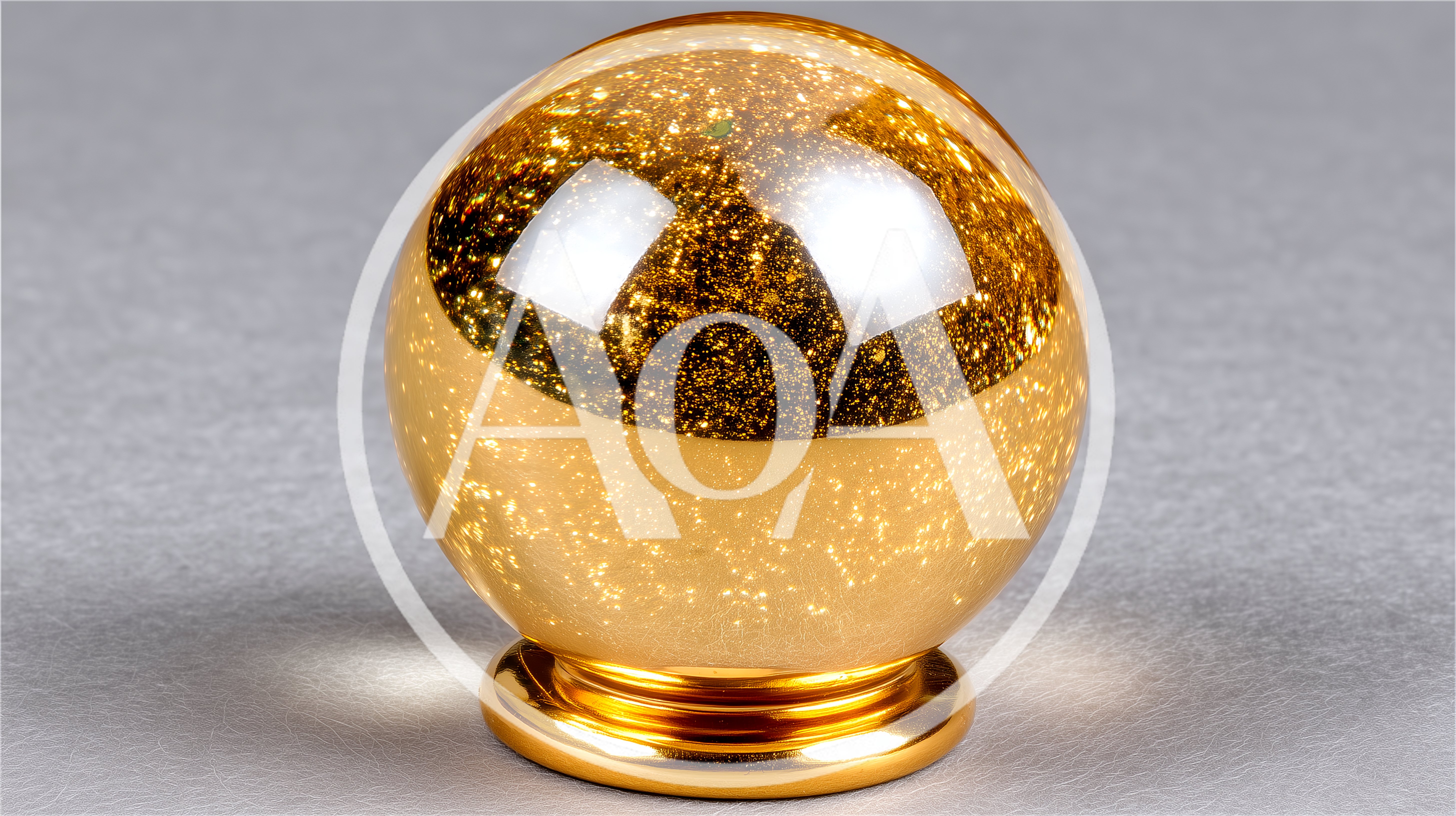 Golden Glitter Sphere Ornament On A Stand
