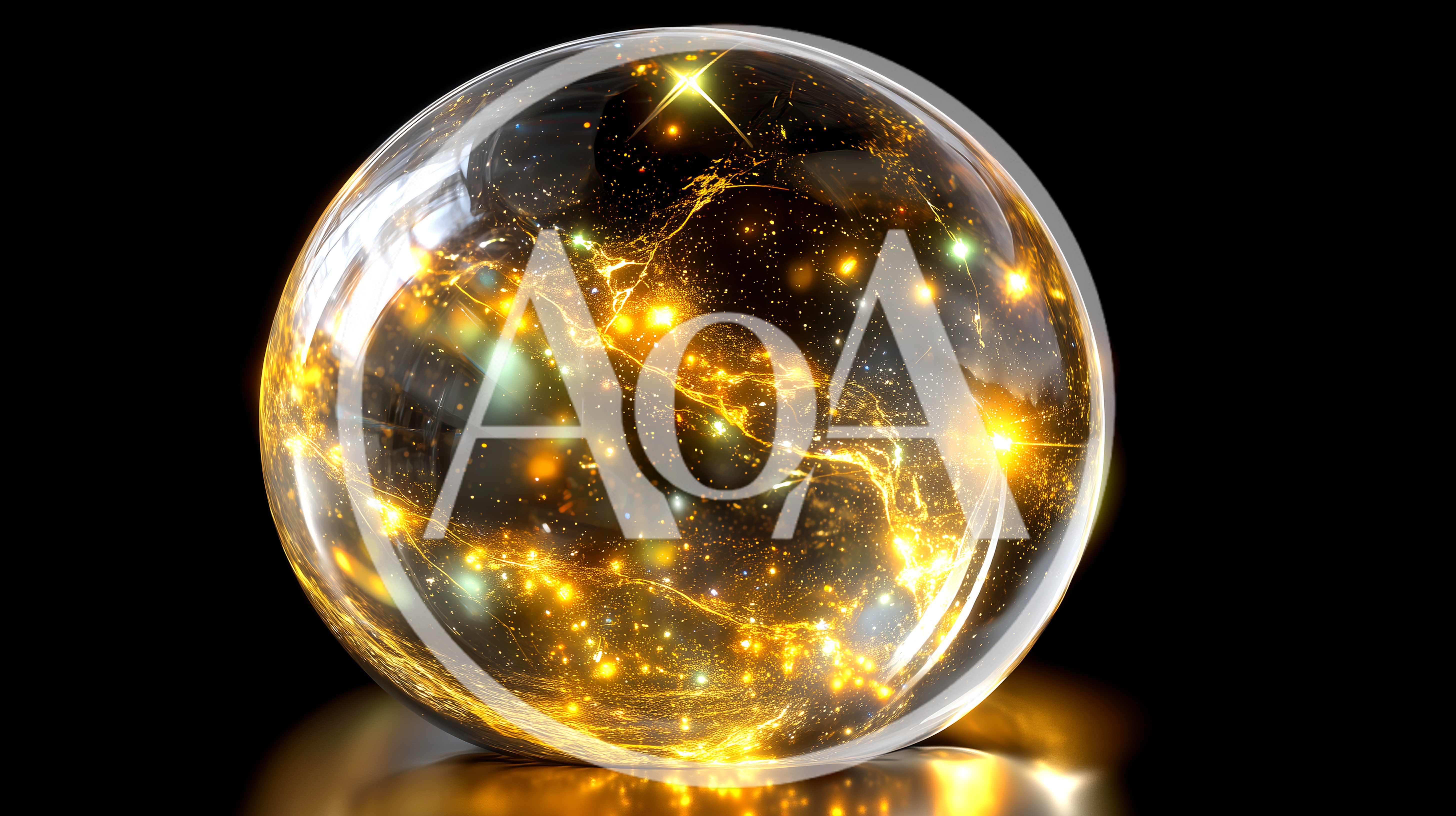 Glowing Golden Nebula Inside A Transparent Glass Sphere