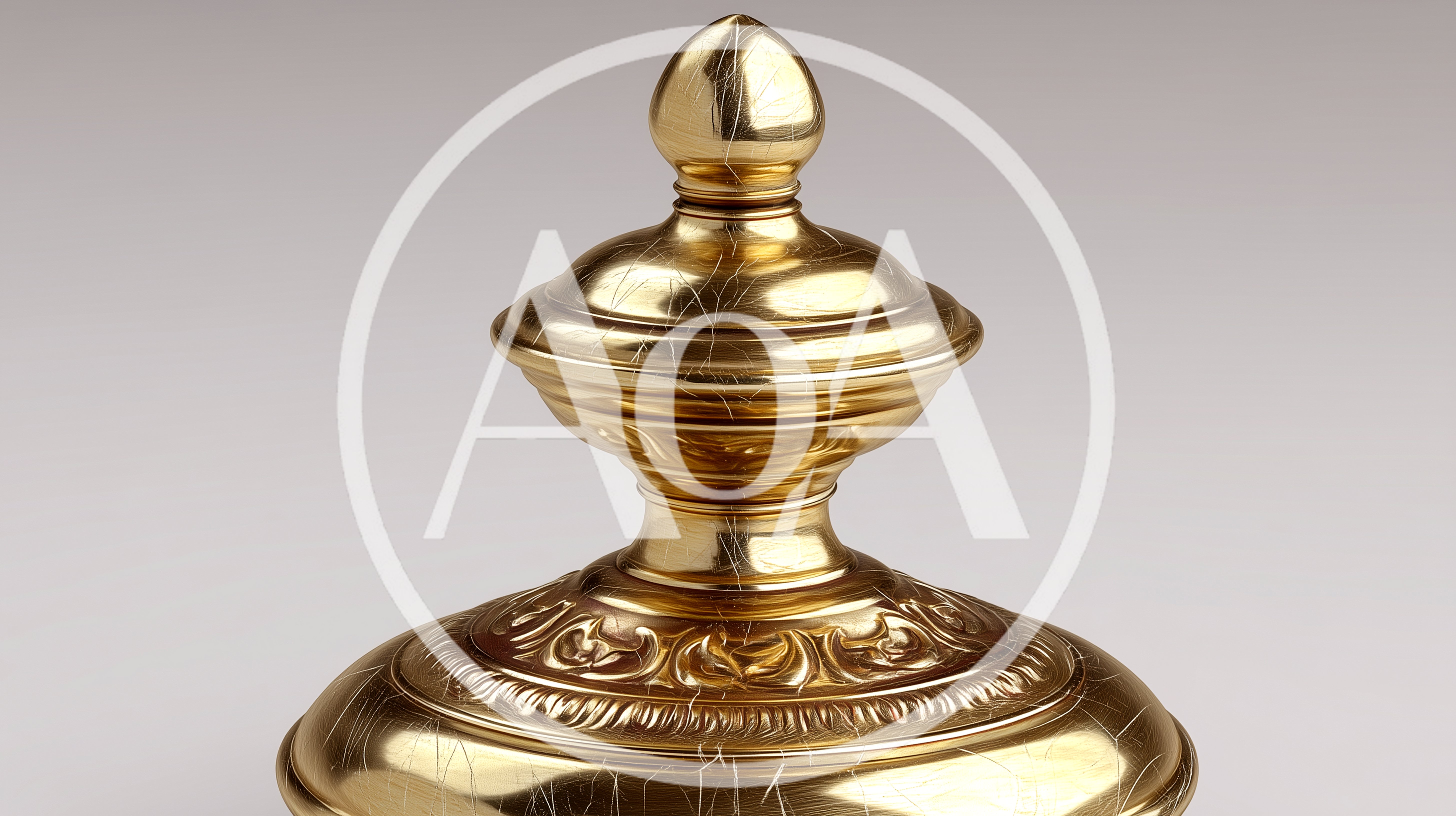 Ornate Polished Brass Finial Lid Detail