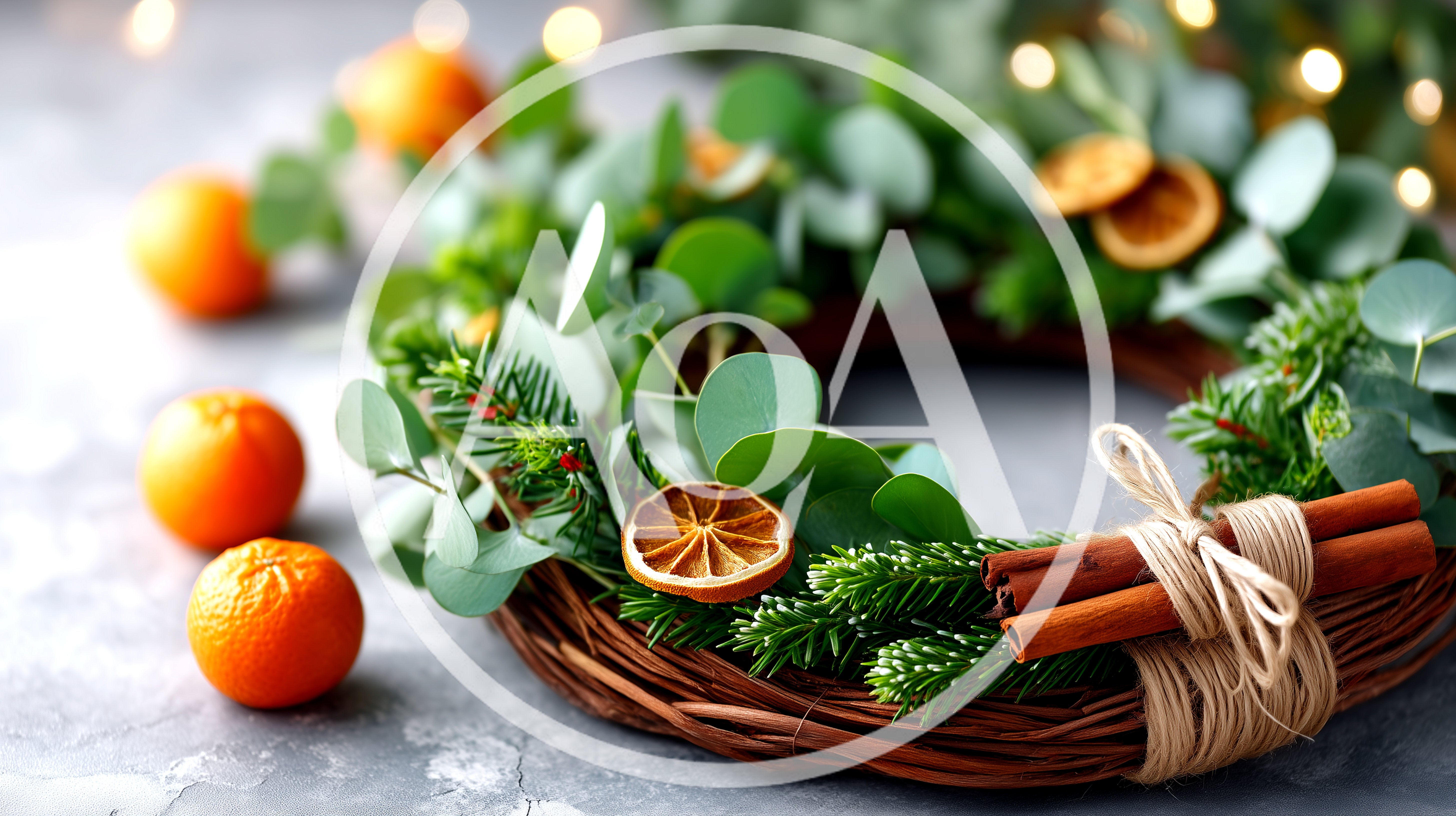 Christmas Wreath With Oranges And Cinnamon Sticks