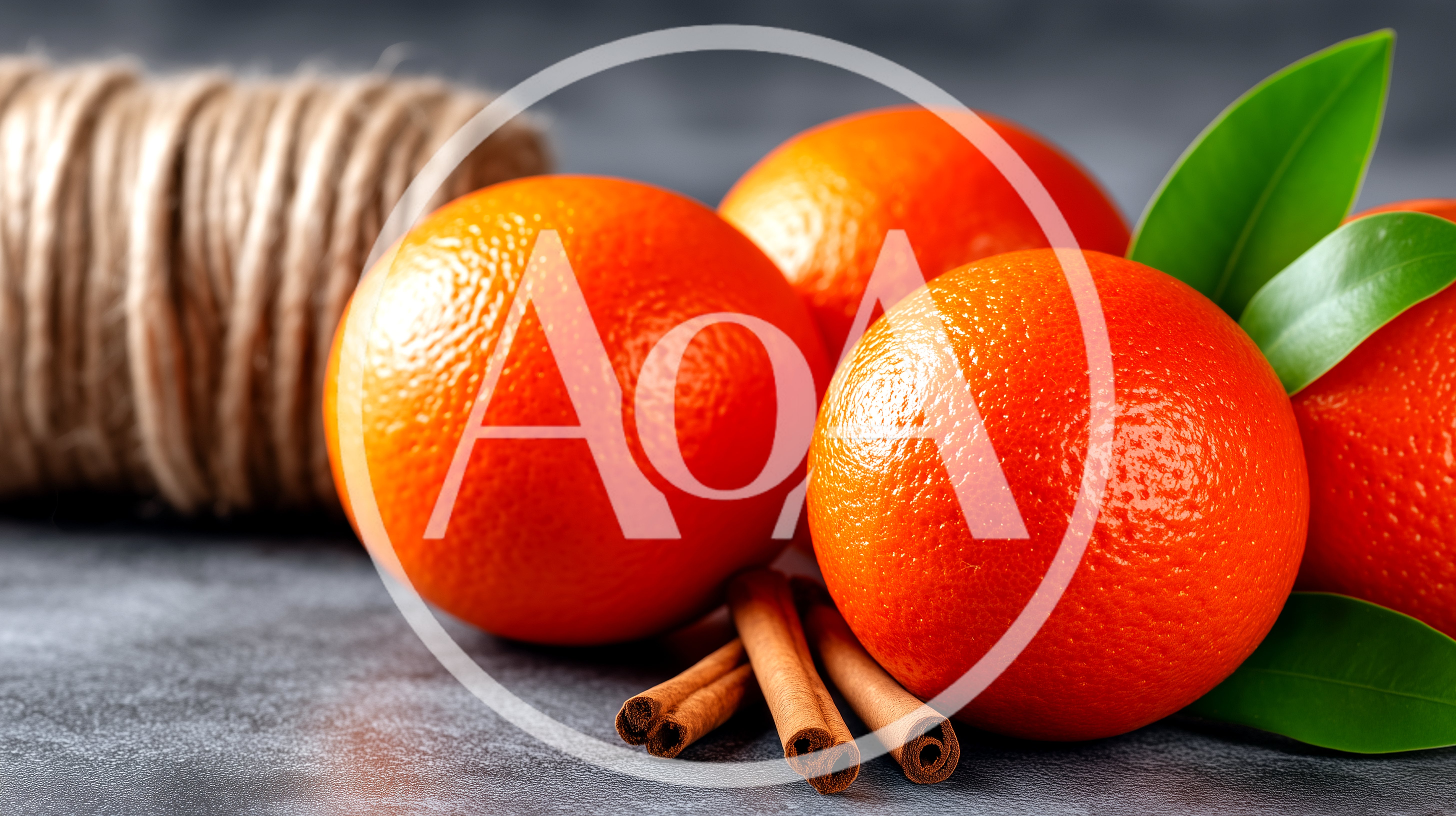 Fresh Oranges With Cinnamon Sticks And Twine