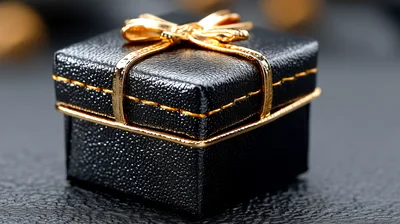 Small Black Gift Box With Gold Ribbon