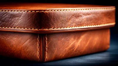 Close Up Of A Brown Leather Box