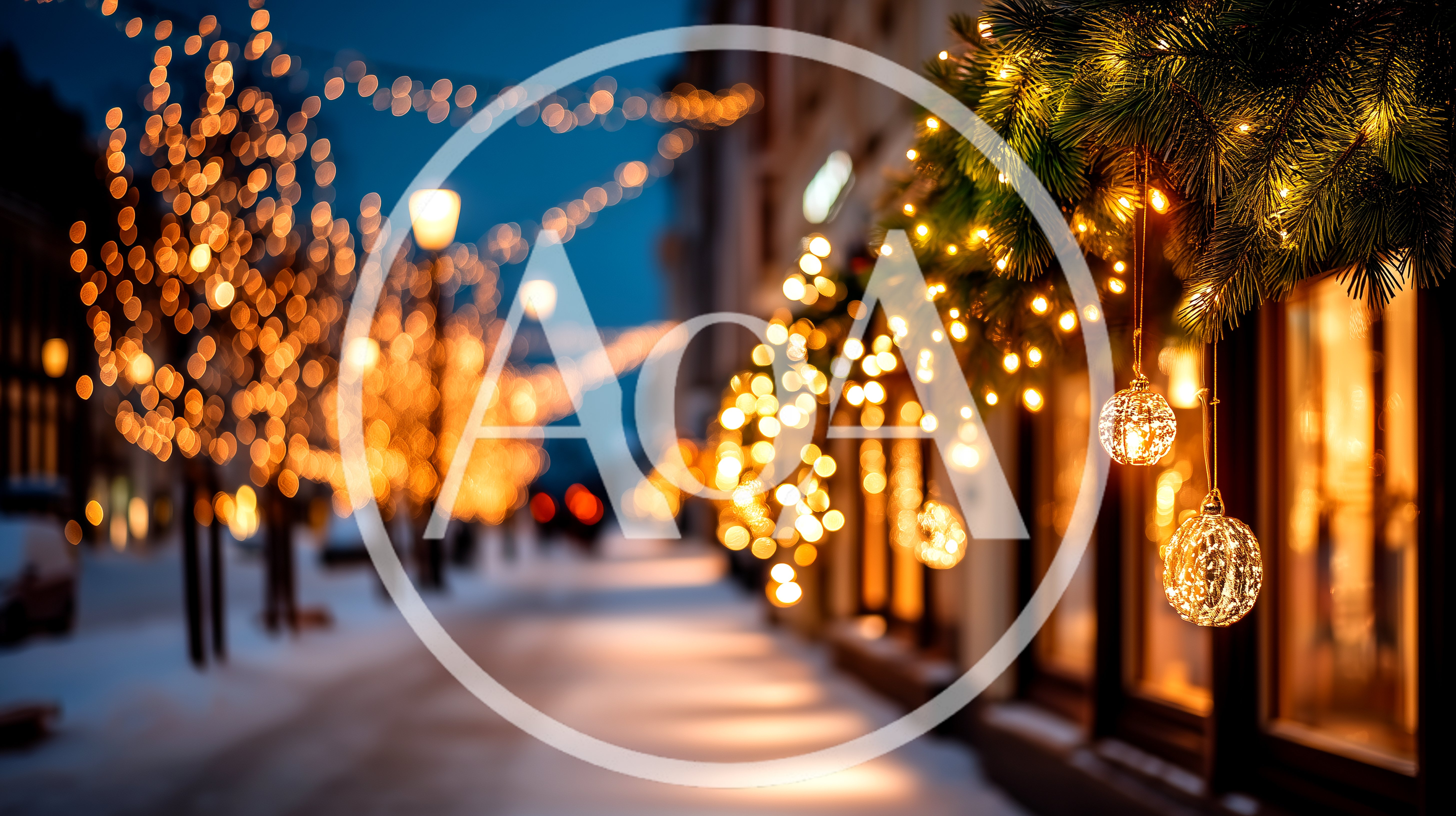 Festive Christmas Street Lights At Night