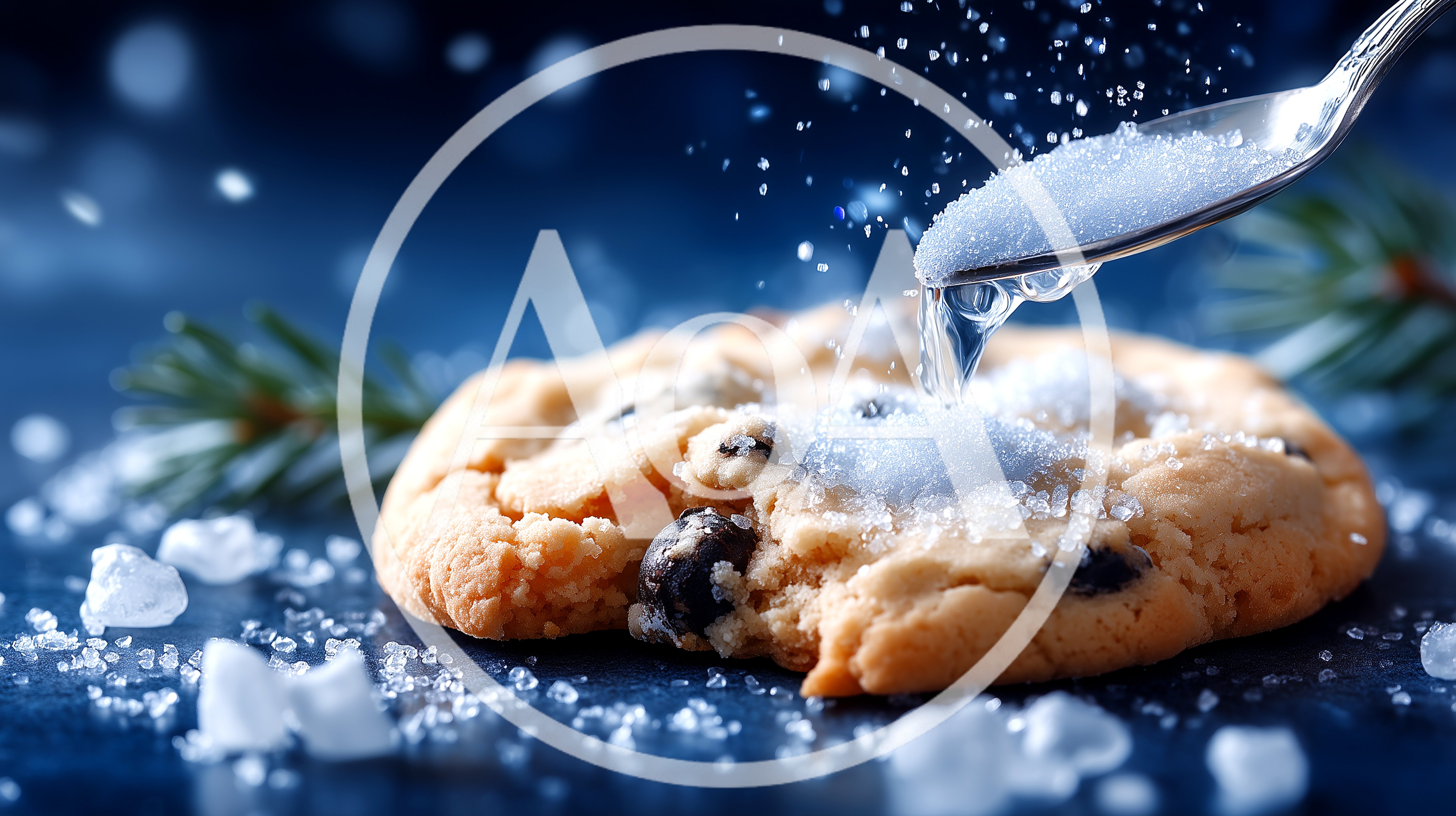 Sugar Being Poured Onto A Chocolate Chip Cookie