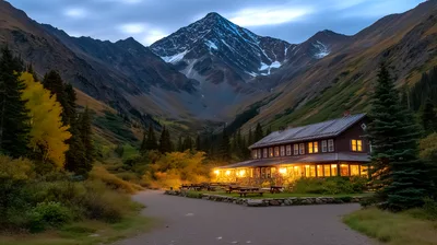 Elk Mountain Lodge At Twilight In Aspen Colorado