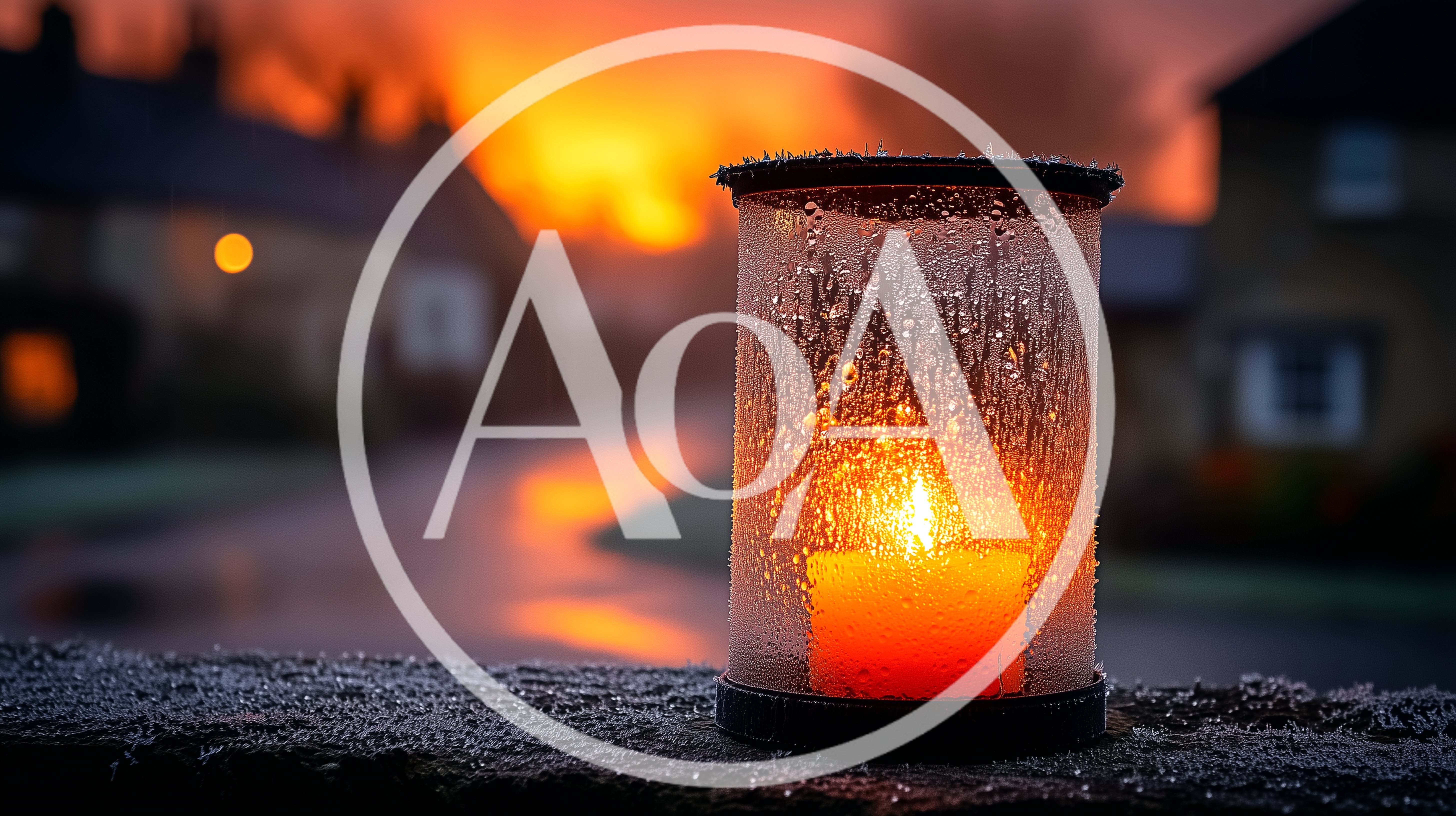 Lit Candle Inside A Frosted Glass Lantern At Sunset