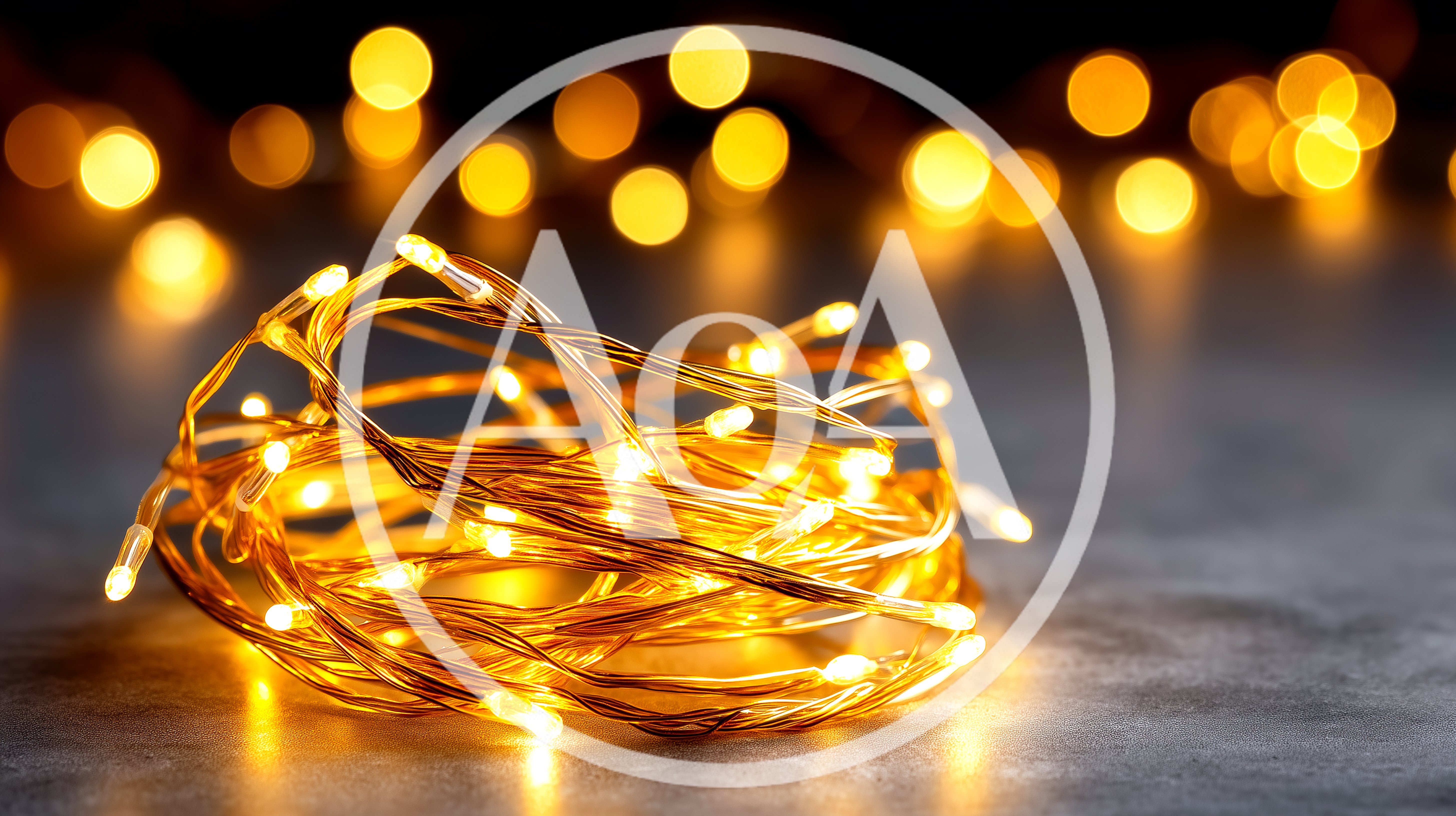 Coiled Warm LED Fairy Lights on Dark Surface