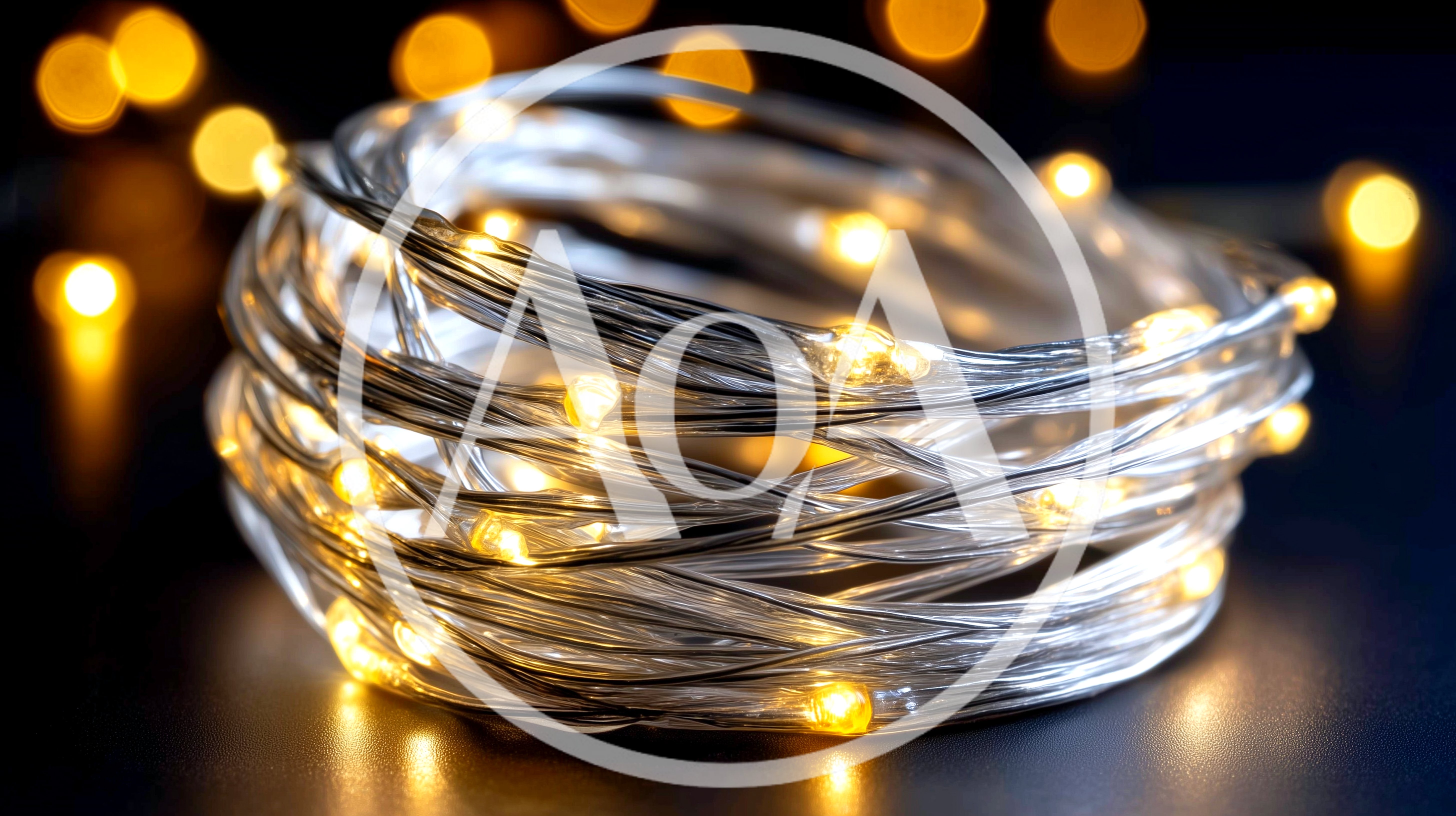 Coiled LED Fairy Lights on Dark Background