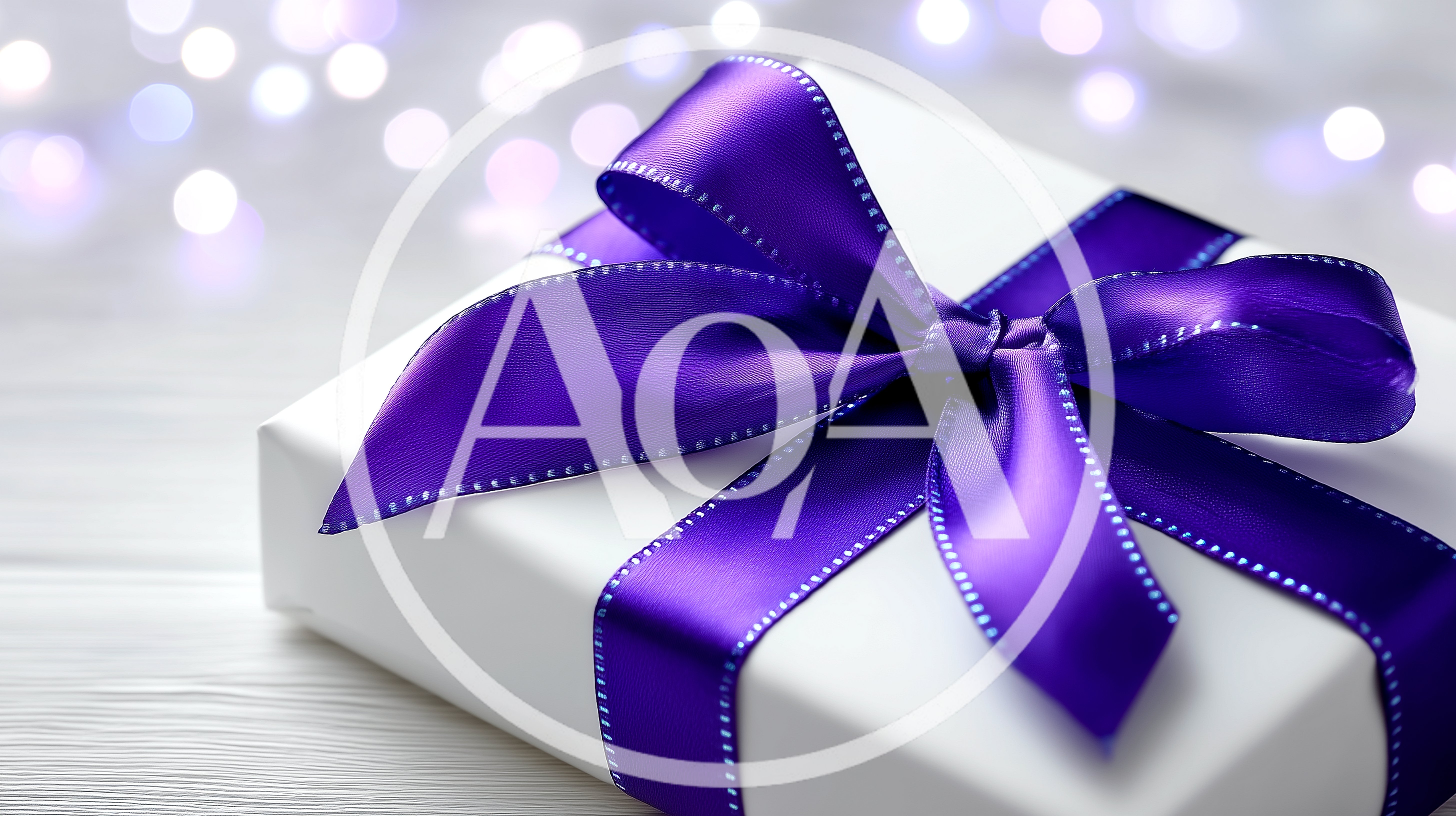 White Gift Box With Purple Ribbon Bow