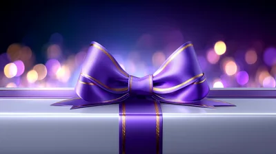 Purple Gift Box With Elegant Ribbon Bow