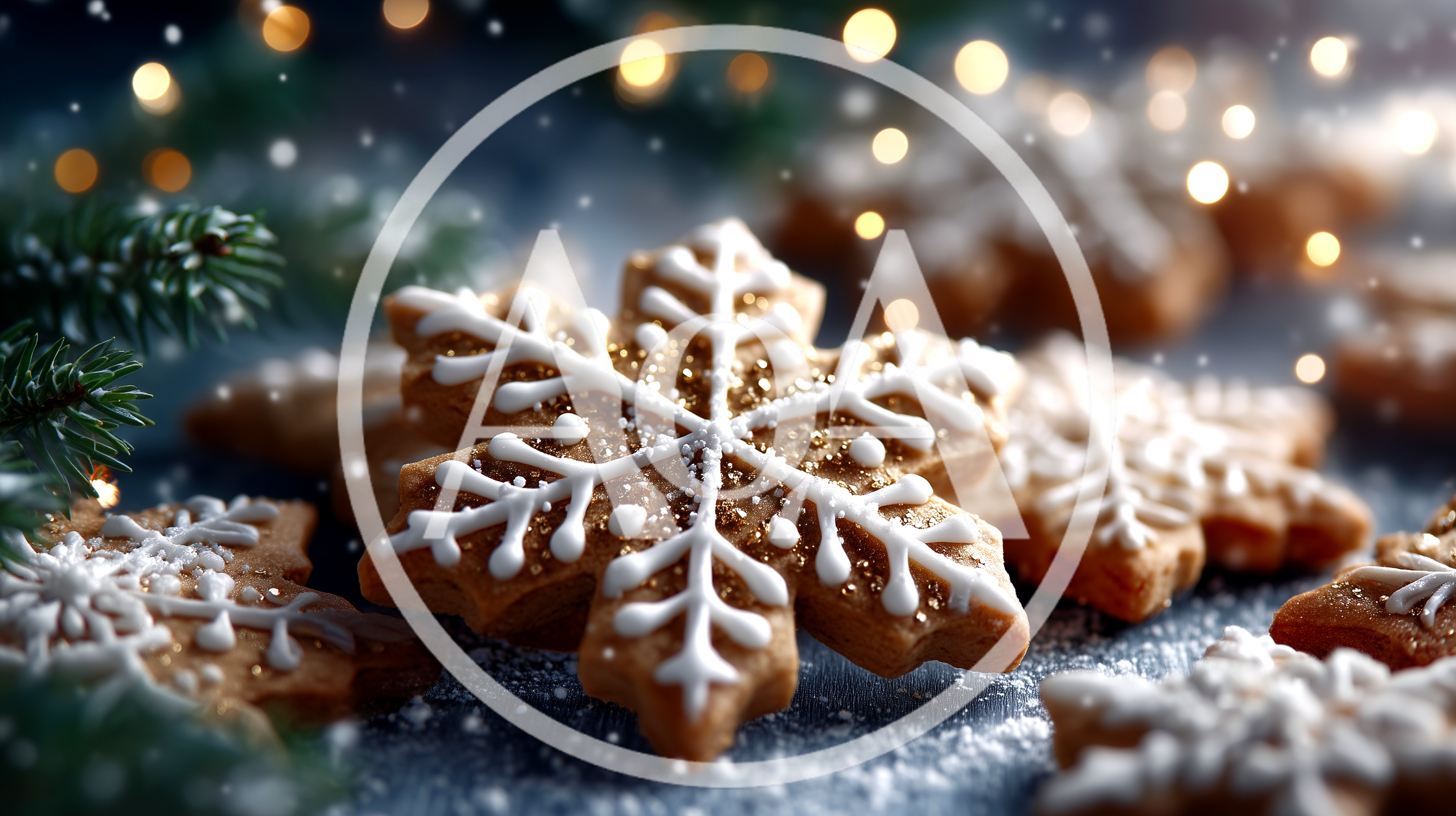 Snowflake Shaped Gingerbread Cookies With White Icing