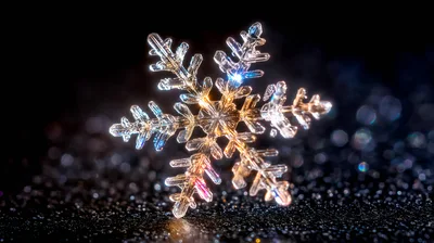 Macro Close Up Of A Single Intricate Snowflake