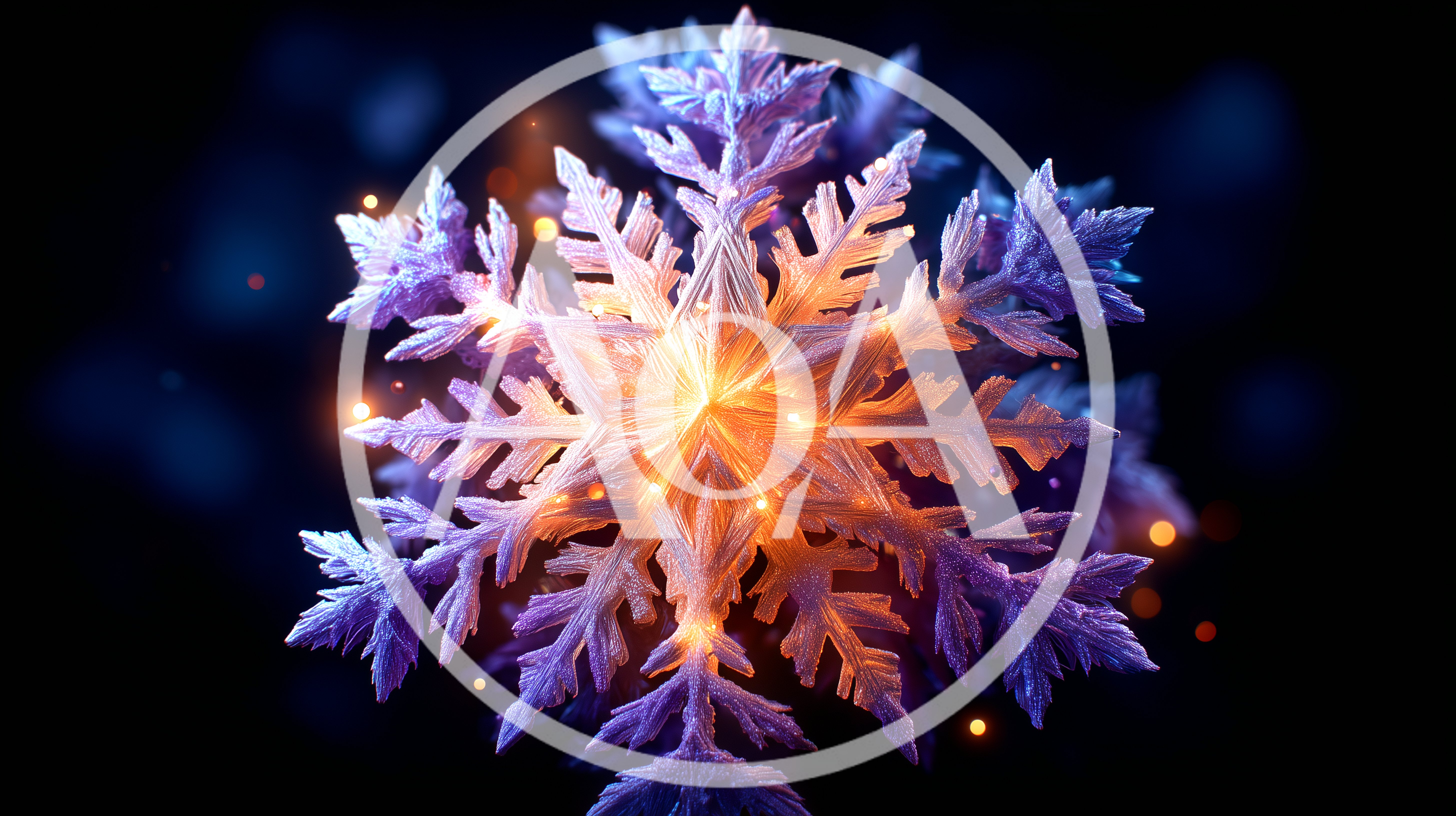 Glowing Intricate Snowflake Crystal Macro Close Up