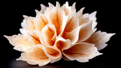 Intricate Paper Flower Sculpture On Black Background