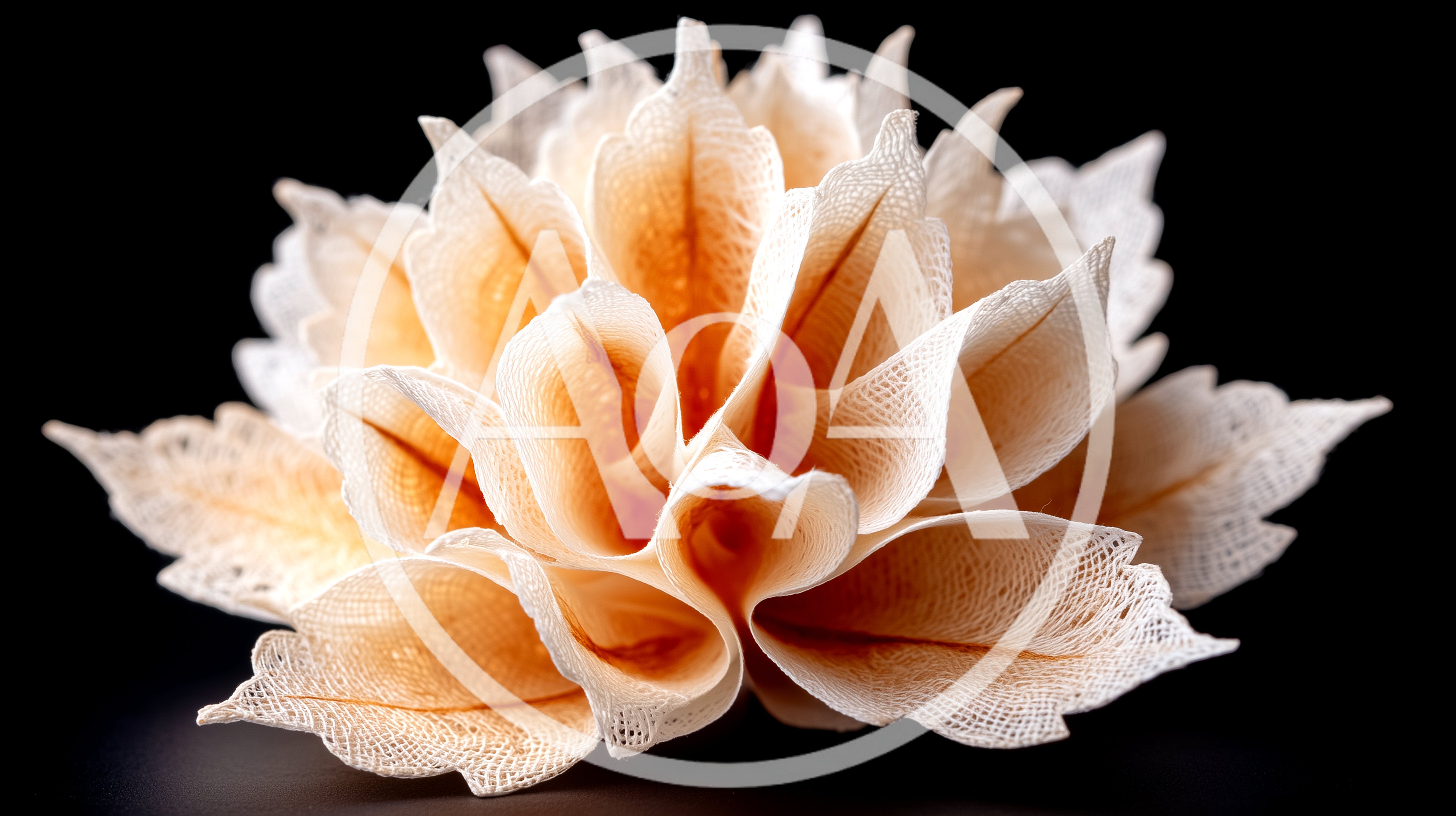 Intricate Paper Flower Sculpture On Black Background