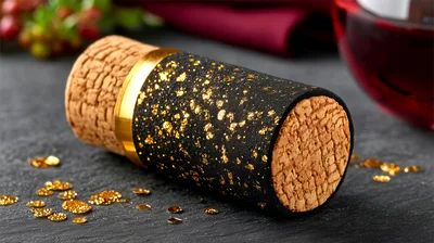Decorative Wine Cork With Gold Flakes On Slate