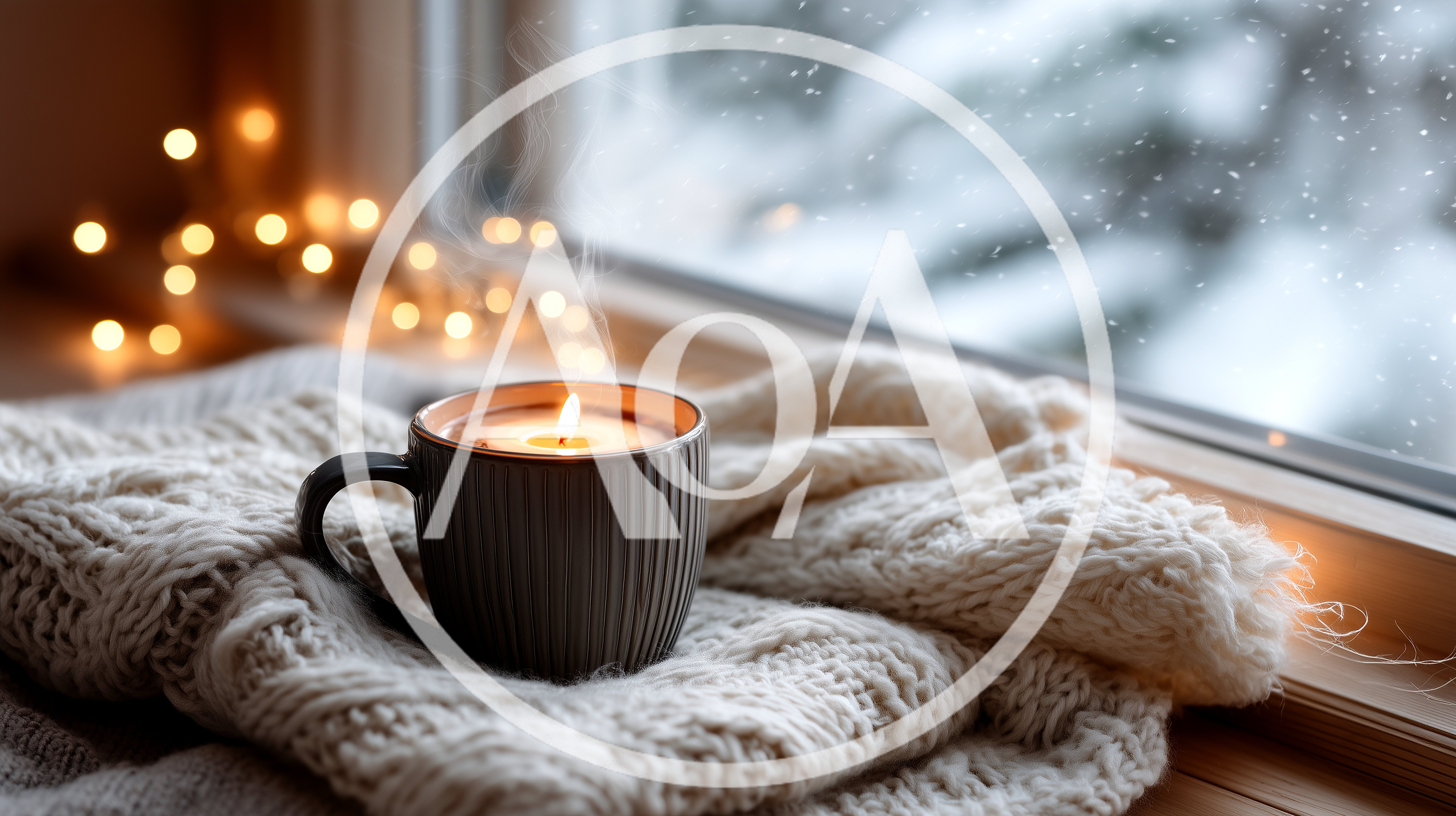 Cozy Candle Burning In A Mug On A Winter Window