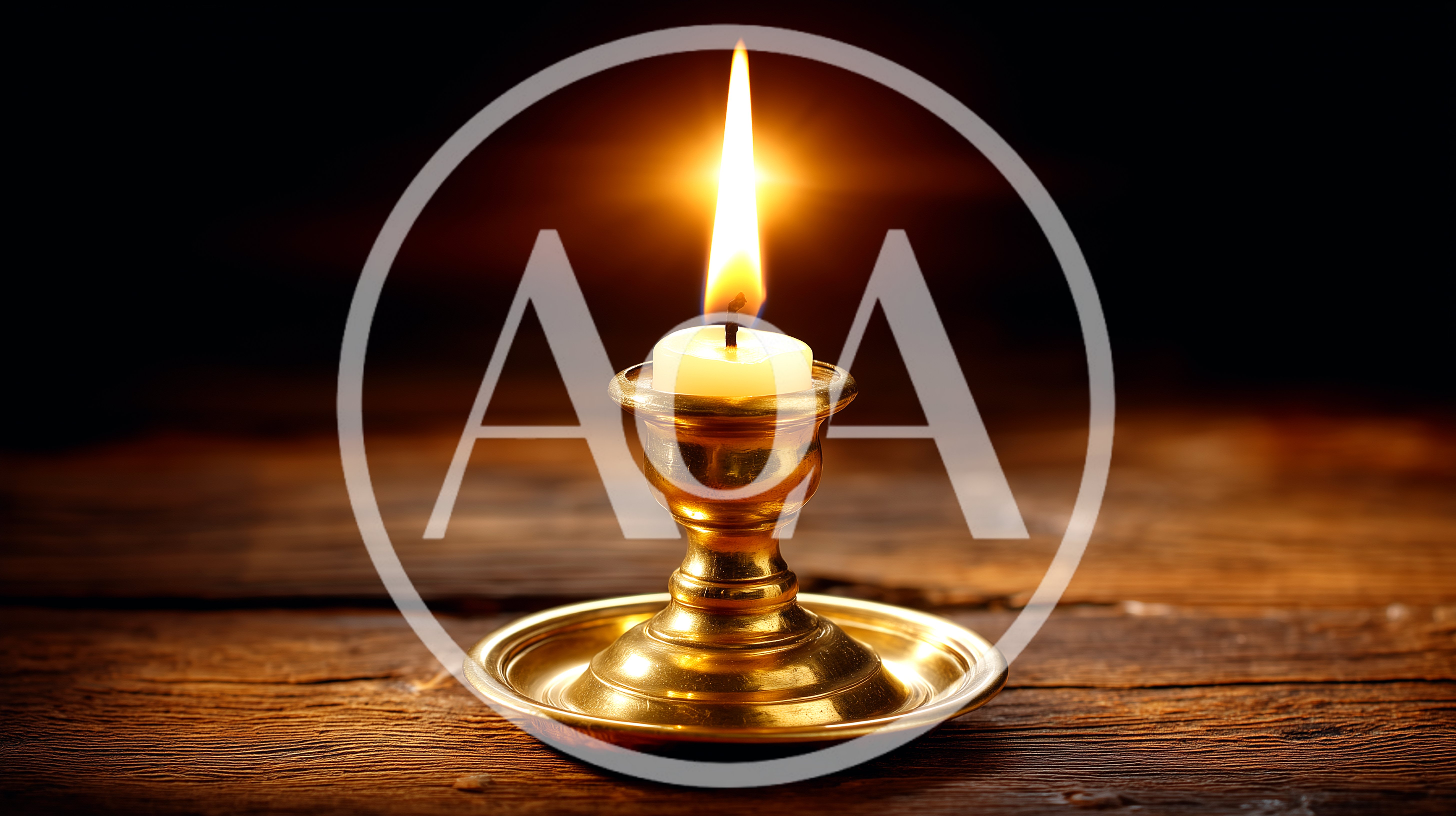 Lit Candle In A Vintage Brass Candlestick
