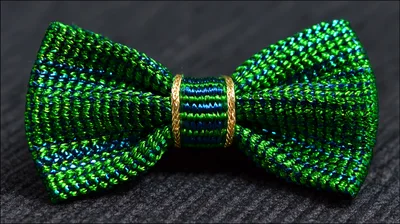 Green And Blue Textured Bow Tie Accessory