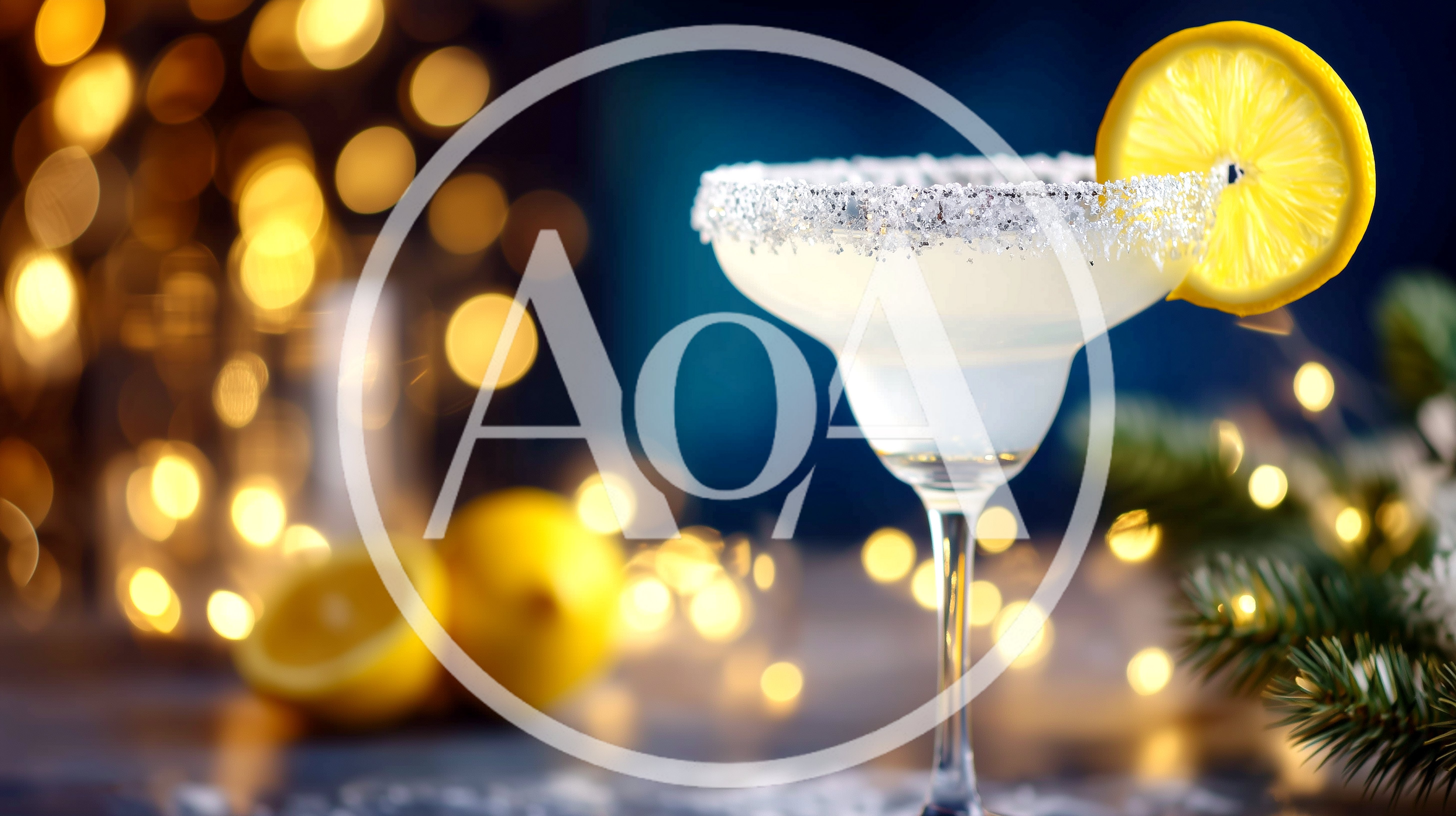 Margarita Cocktail Glass With Lemon Garnish