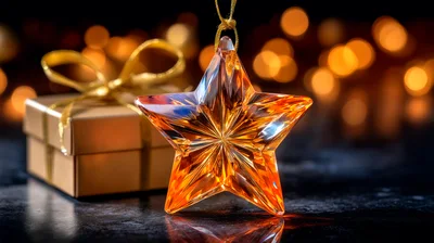 Crystal Star Ornament With Gold Gift Box
