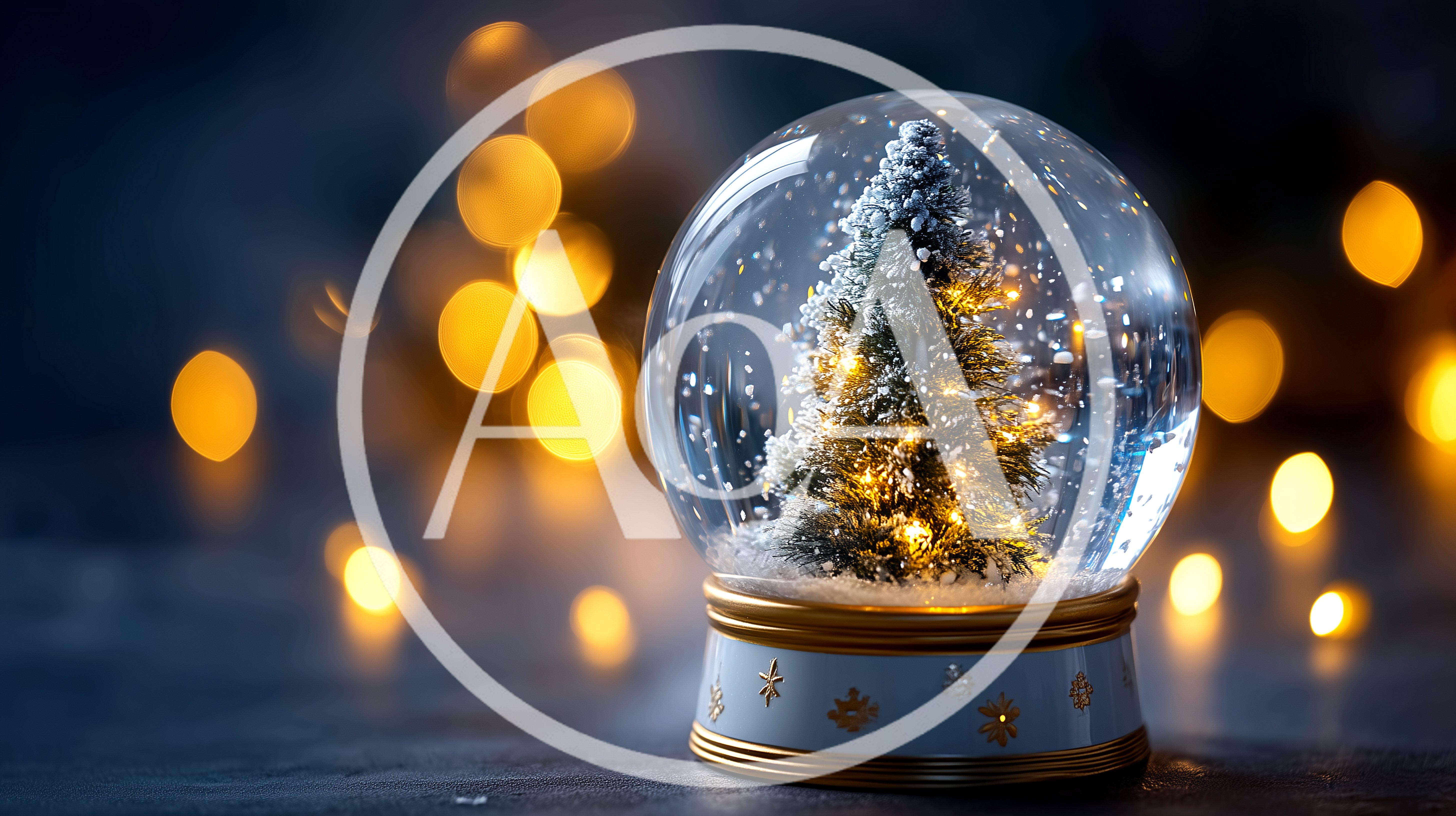 Christmas Snow Globe With Glowing Tree And Bokeh Lights