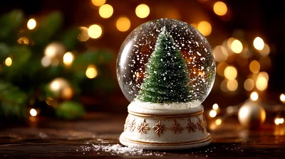 Christmas Snow Globe With Miniature Pine Tree