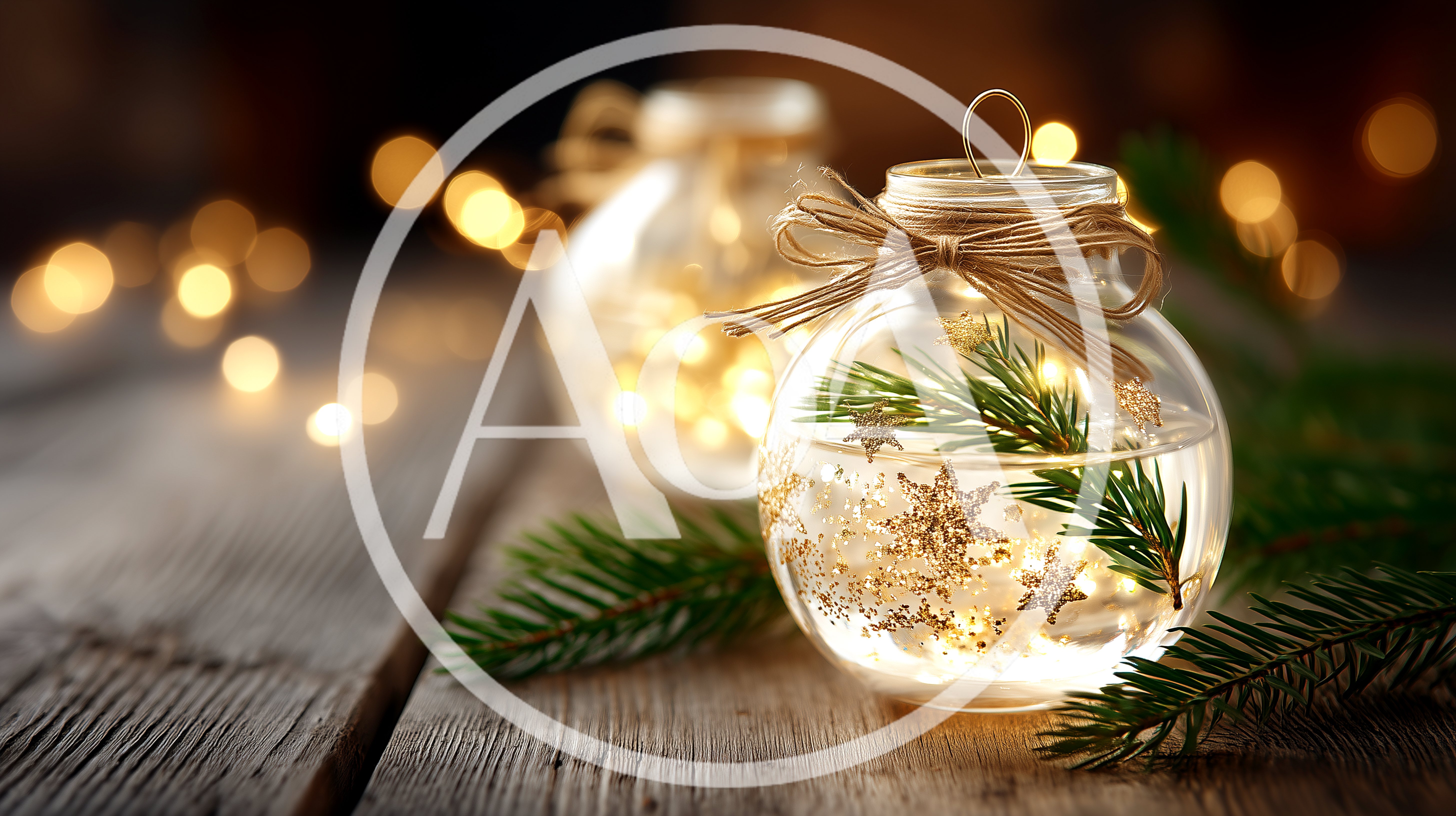 Clear Glass Christmas Ornaments With Pine And Lights