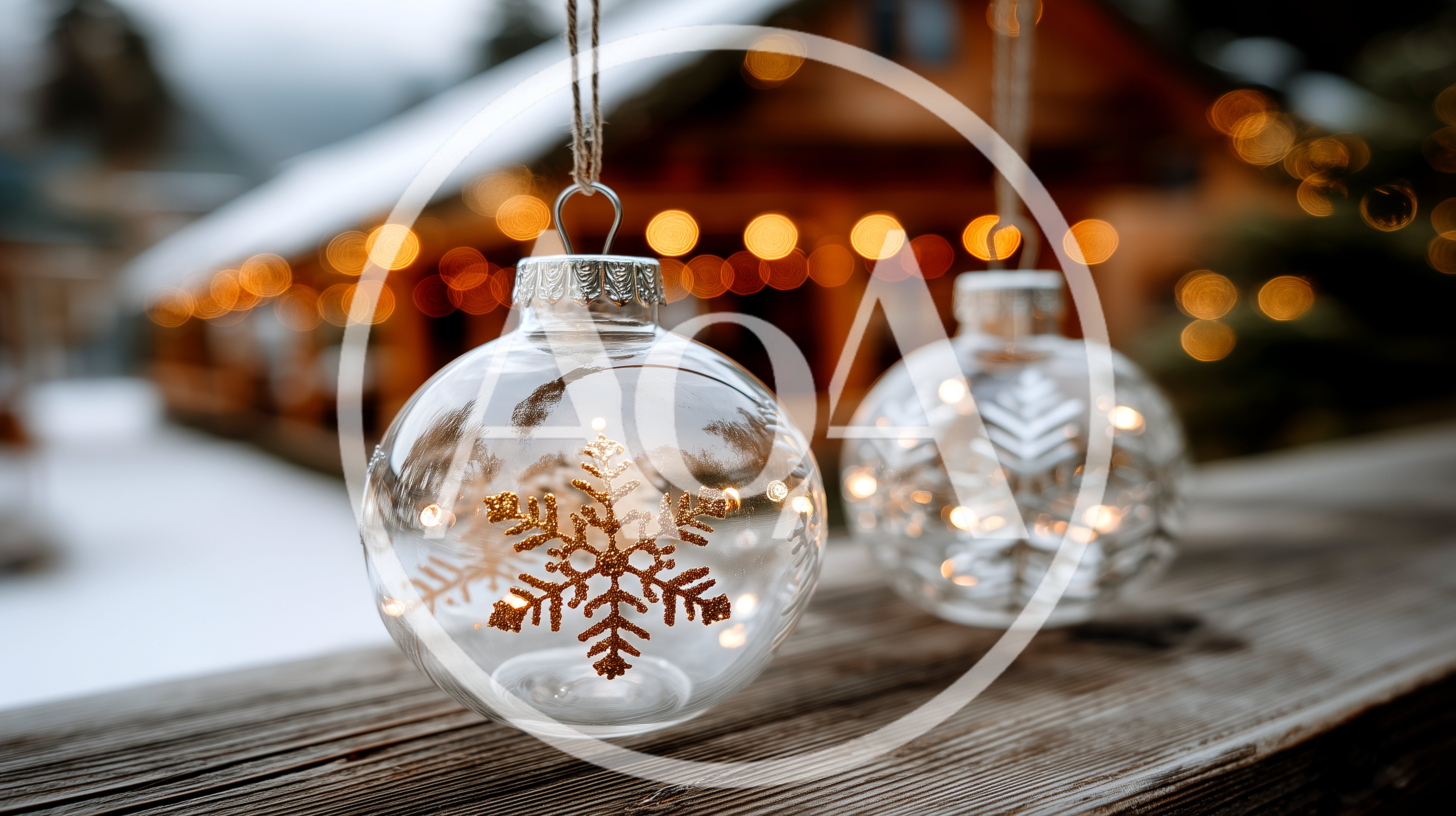 Clear Glass Christmas Ornaments With Gold Snowflake Designs